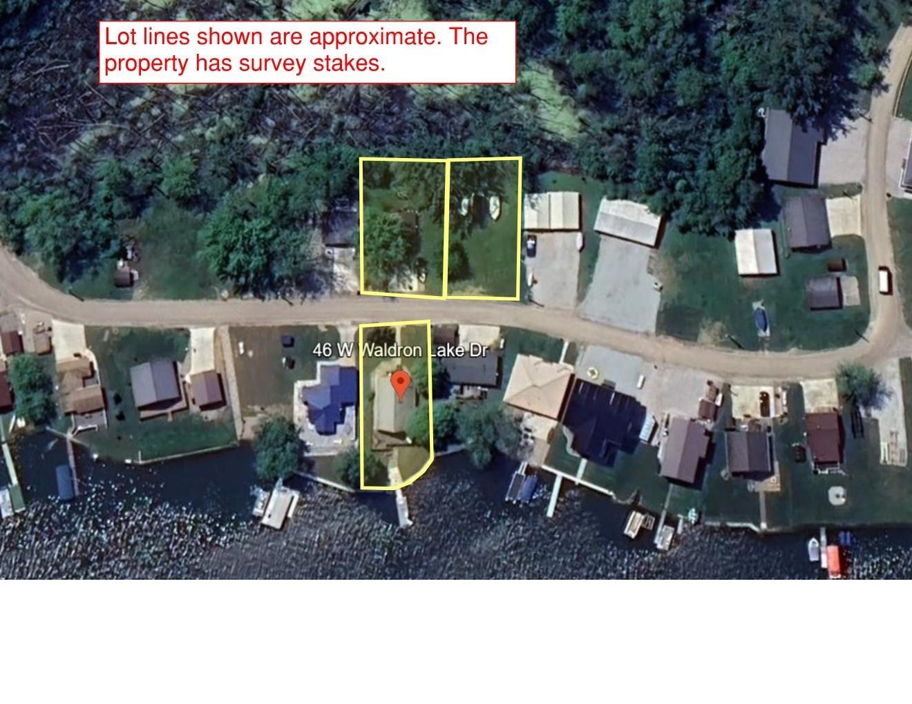 Aerial overview of property's location with property parcel outlined