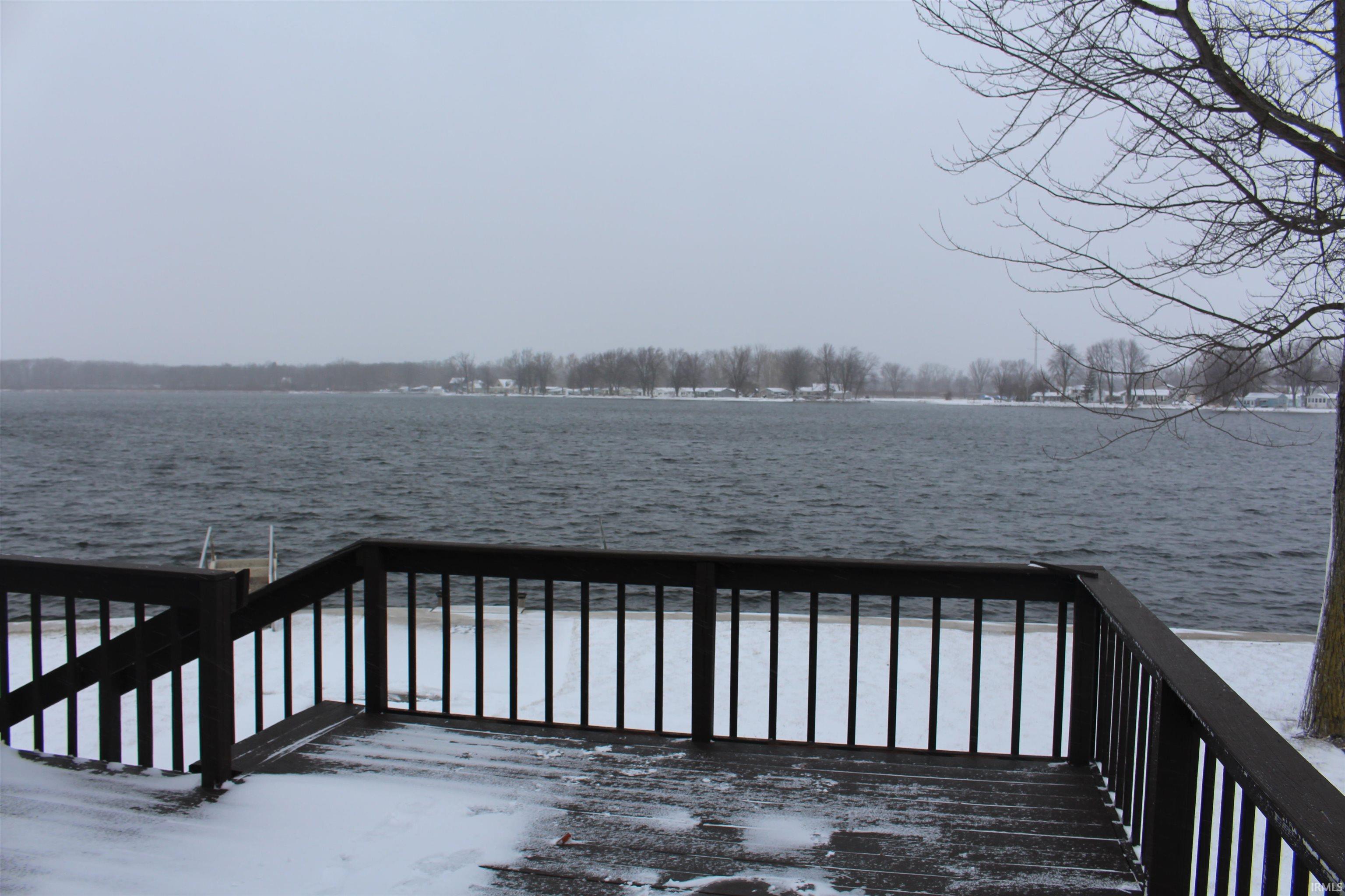 Wooden deck with a water view