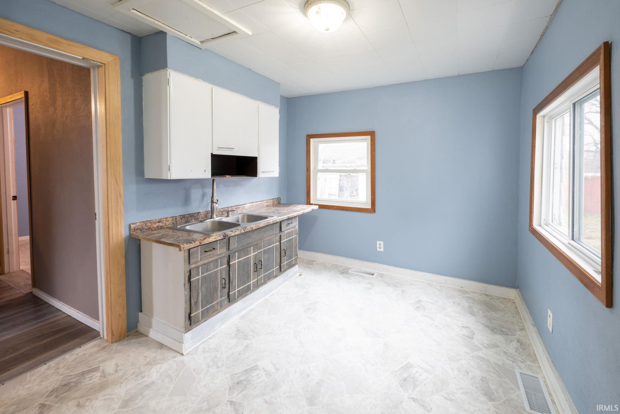 Kitchen with white cabinetry and a sink