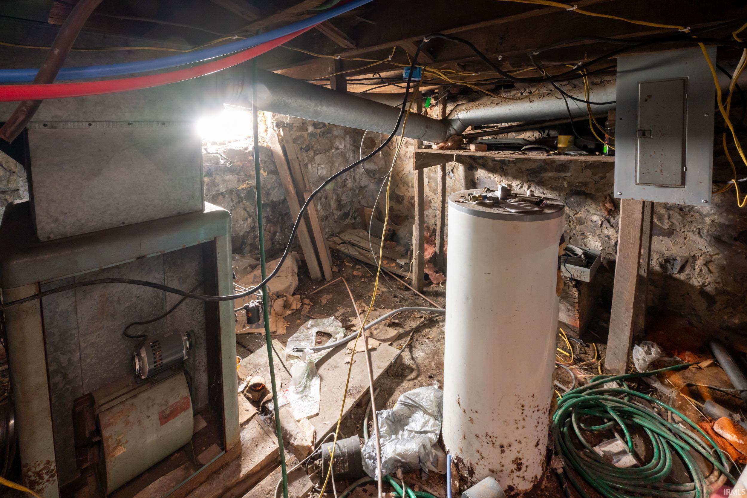 Utilities featuring electric panel and water heater