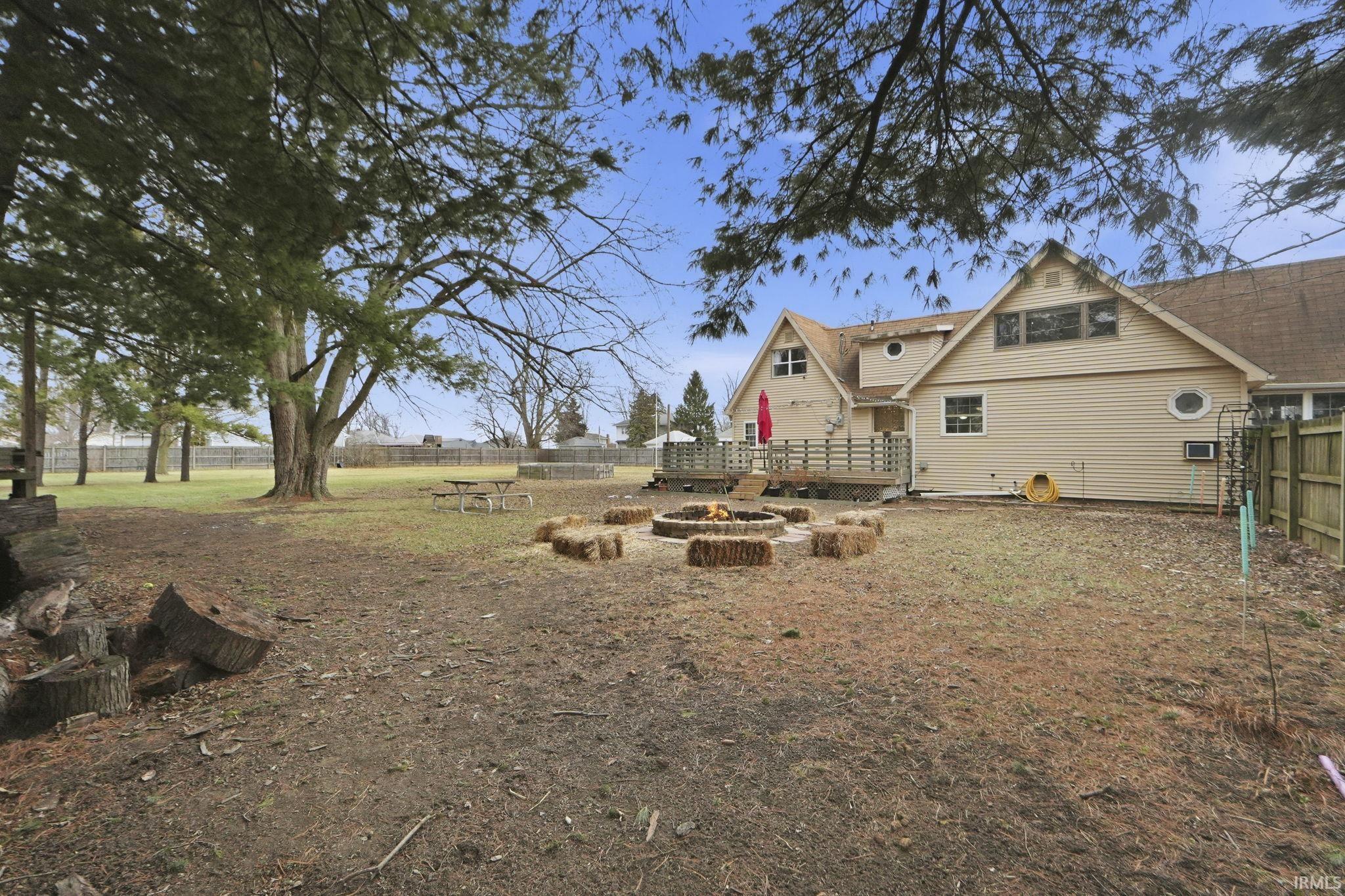 Fenced backyard featuring an outdoor fire pit