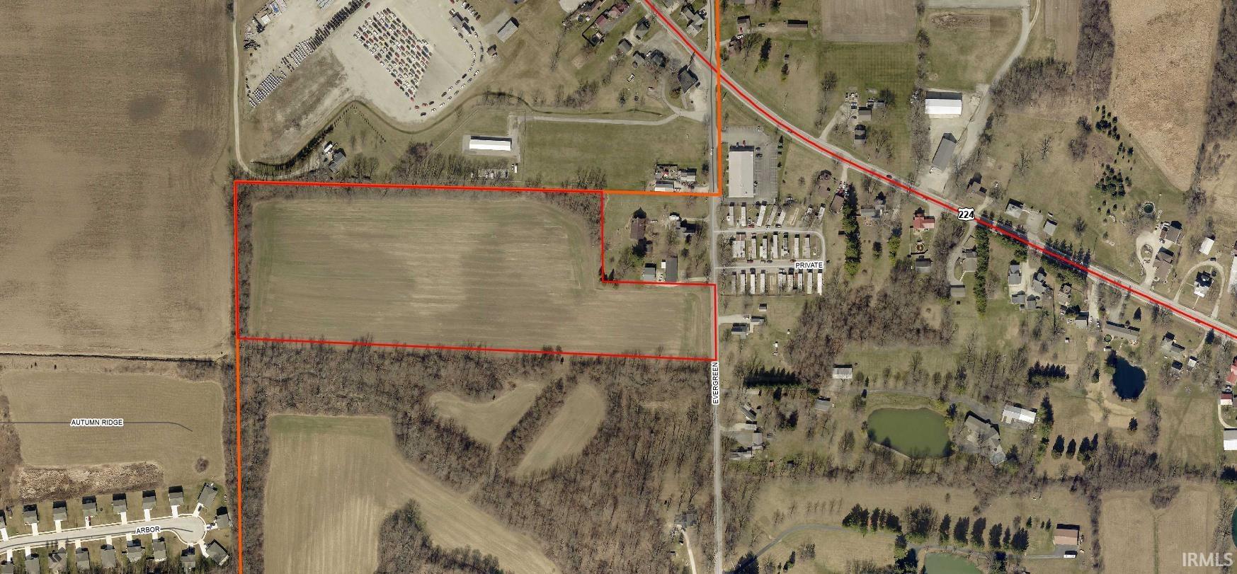 Aerial view of property's location featuring property boundaries highlighted