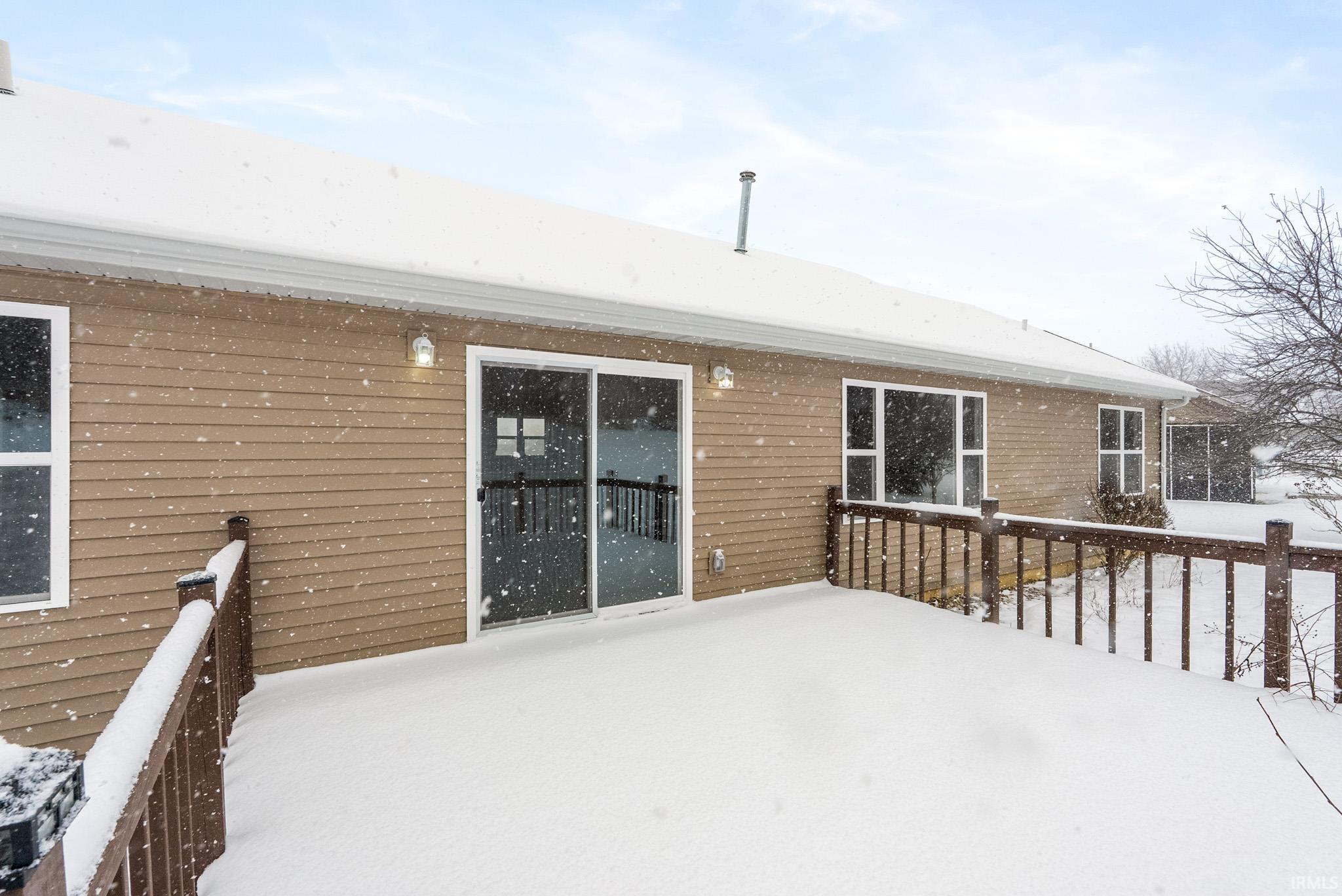 View of snow covered deck