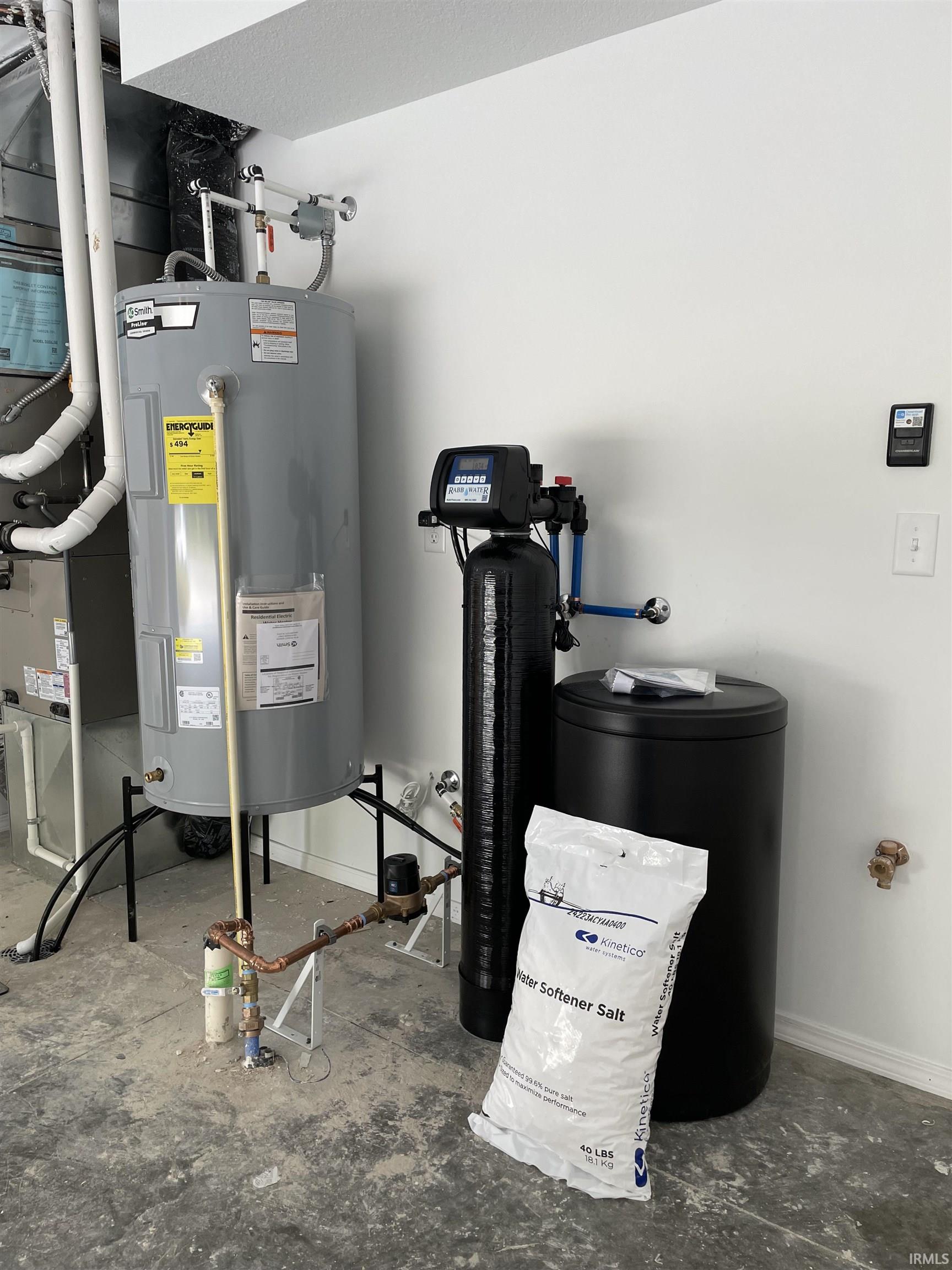 Utility room with electric water heater