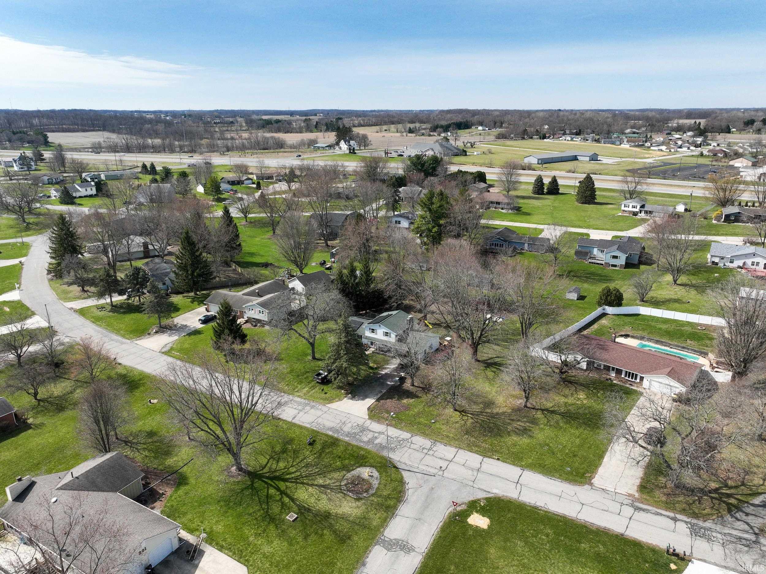 Aerial view of residential area