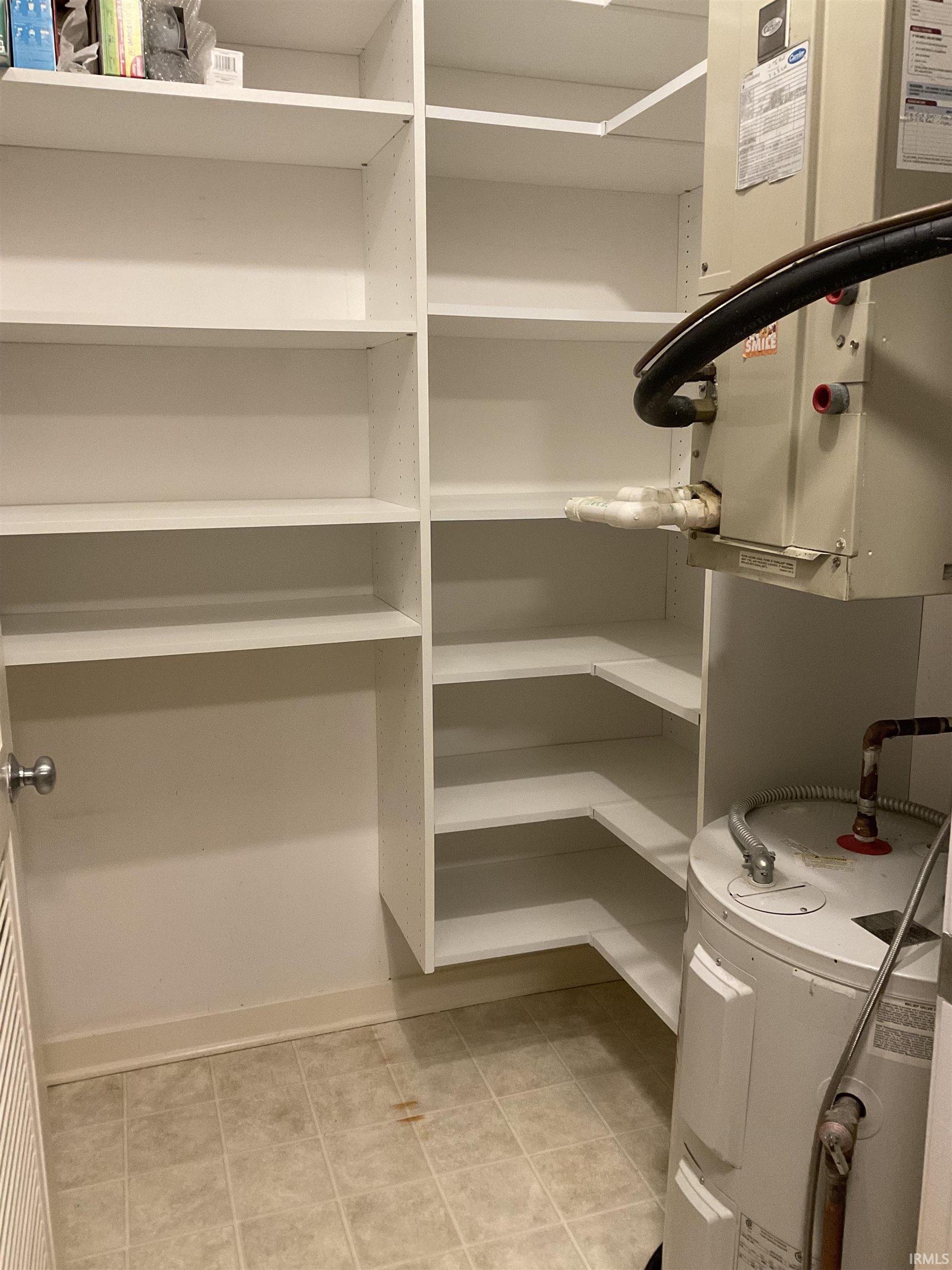 Storage area with water heater