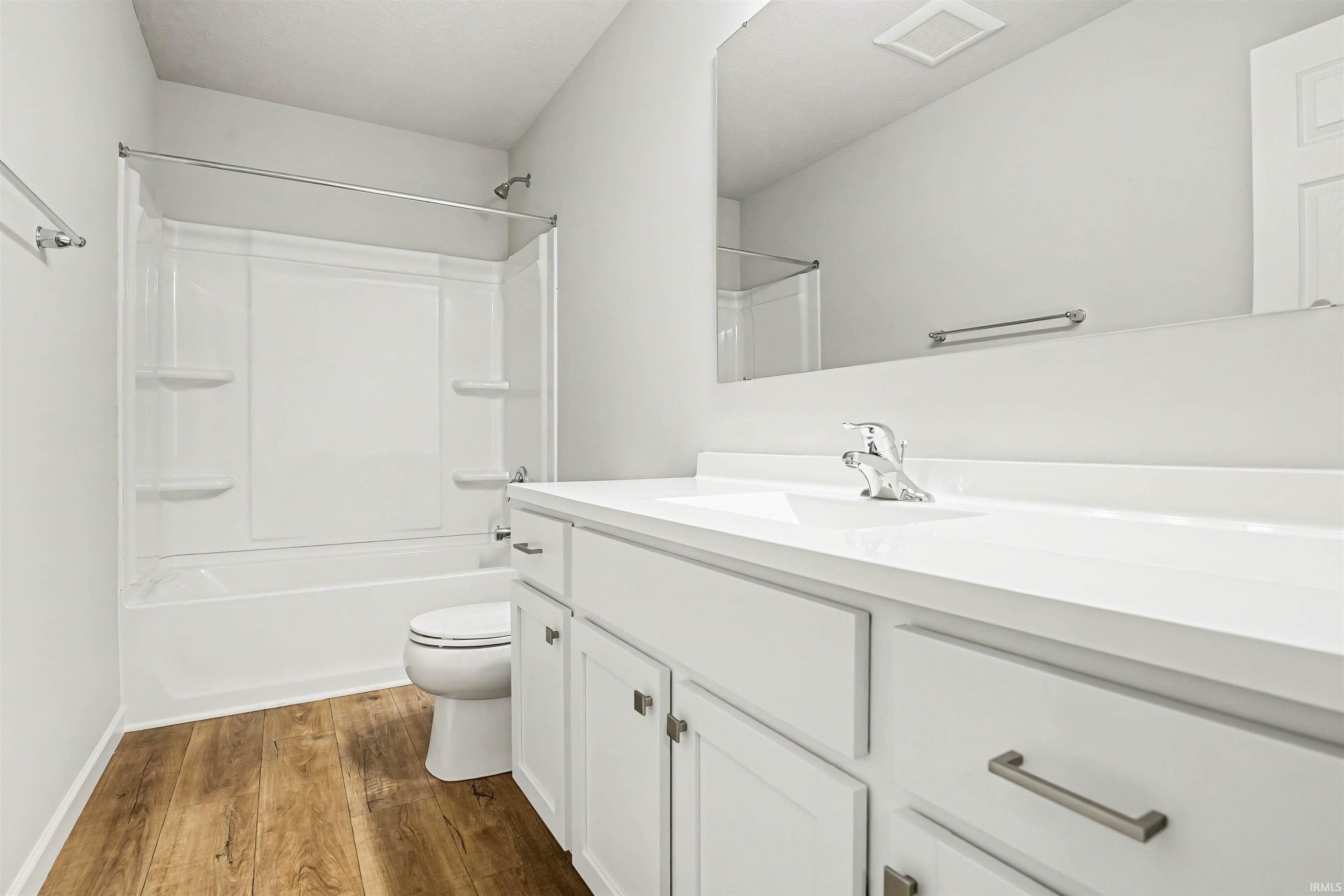 There is a full bath on the second floor, which includes a tub/shower combo.