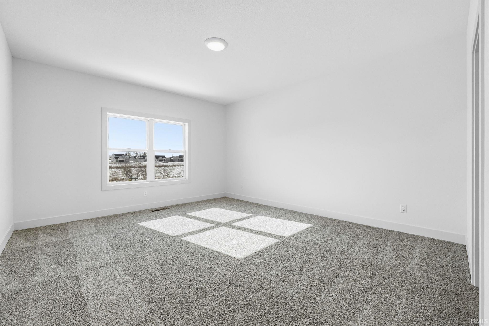 Unfurnished room featuring light carpet