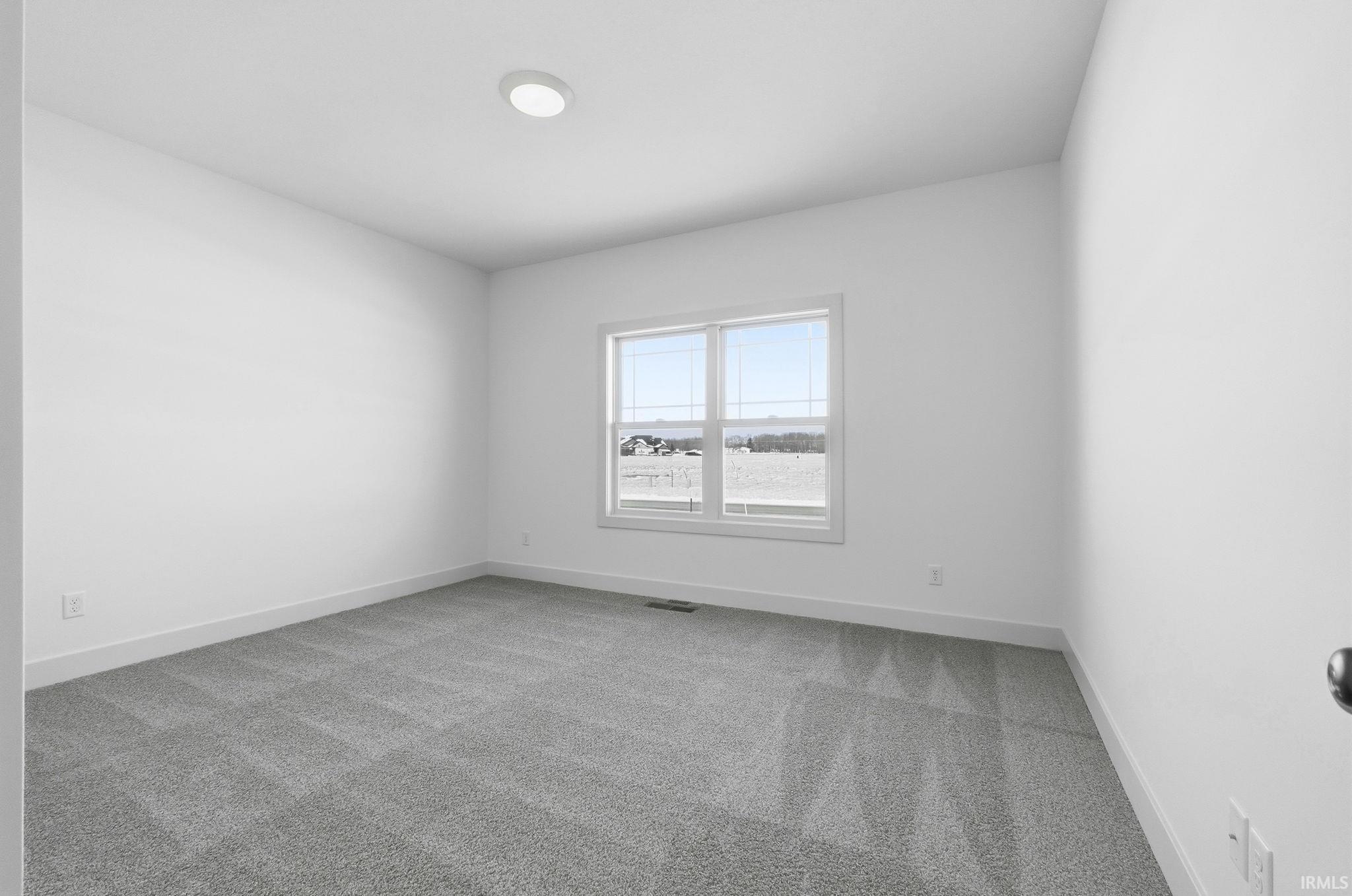 Spare room with light carpet and baseboards