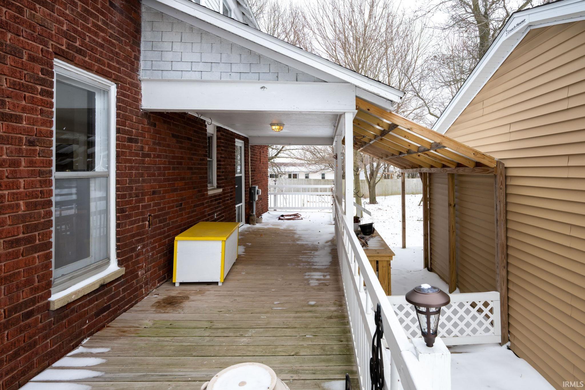 View of snow covered deck