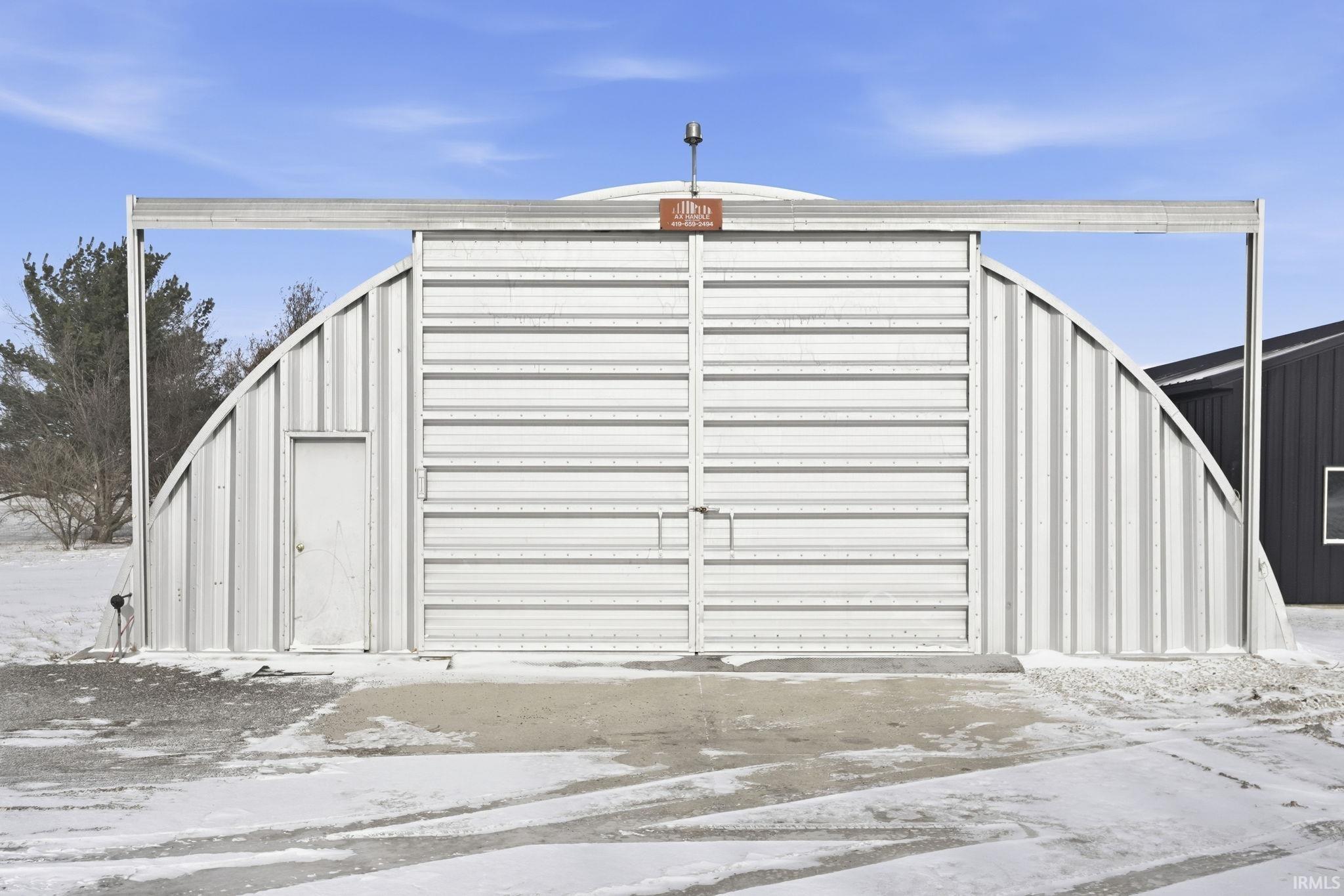 View of snow covered garage
