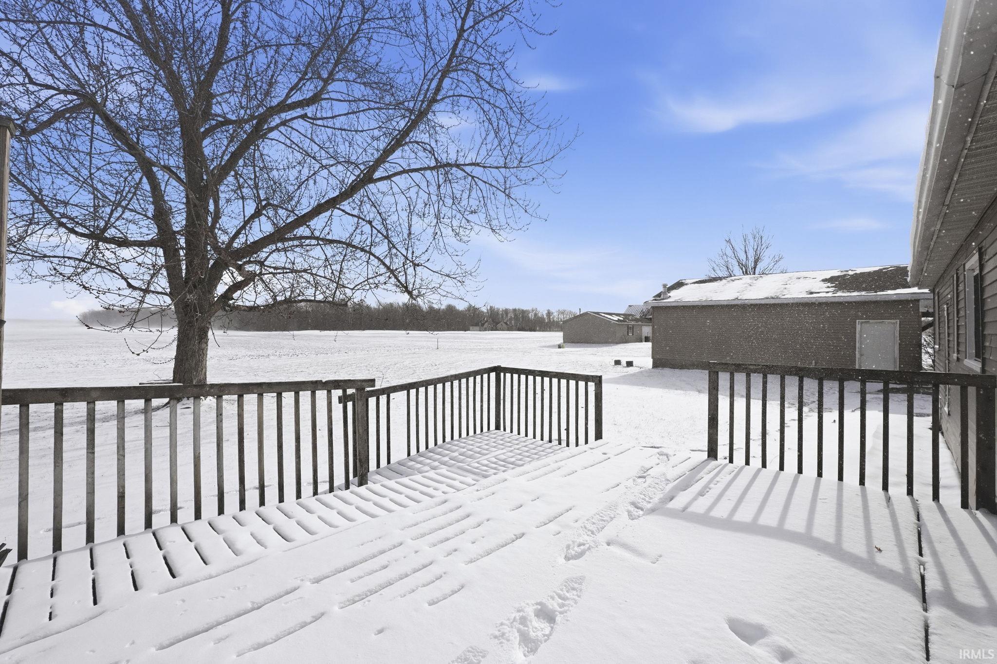 View of snow covered deck