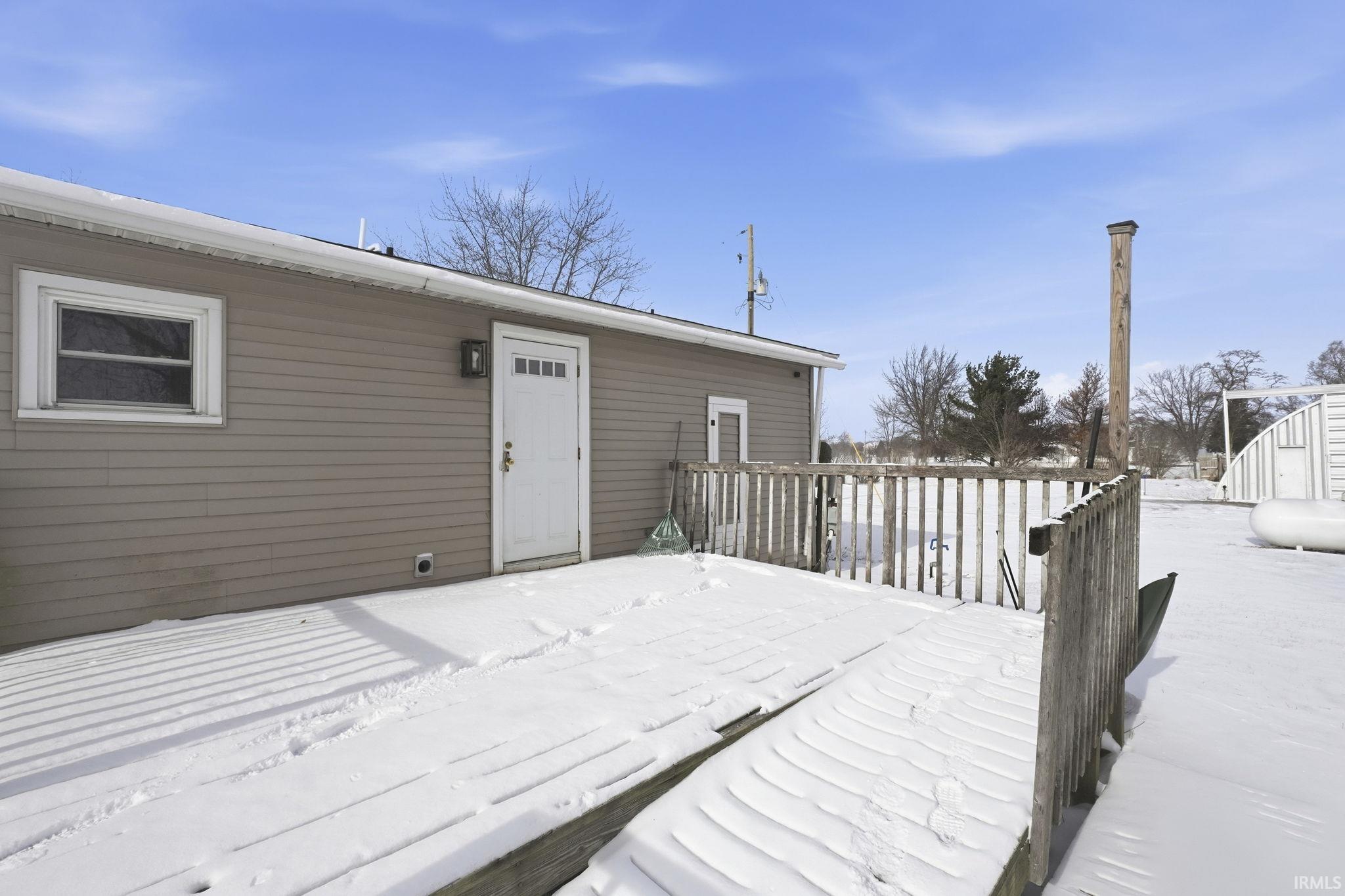 View of snow covered deck