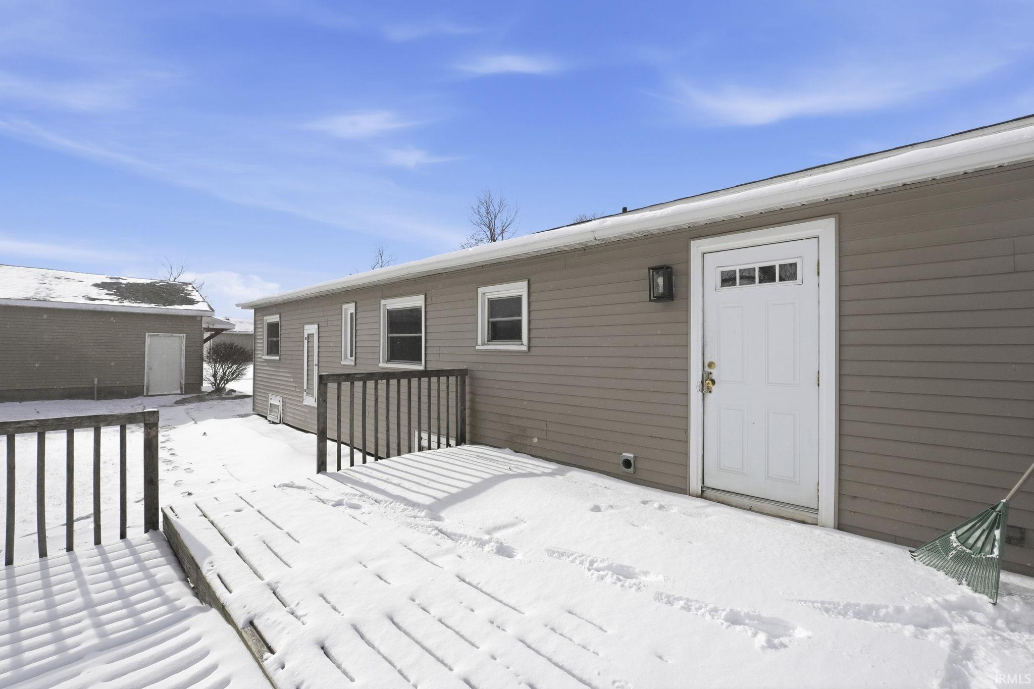 View of snow covered deck