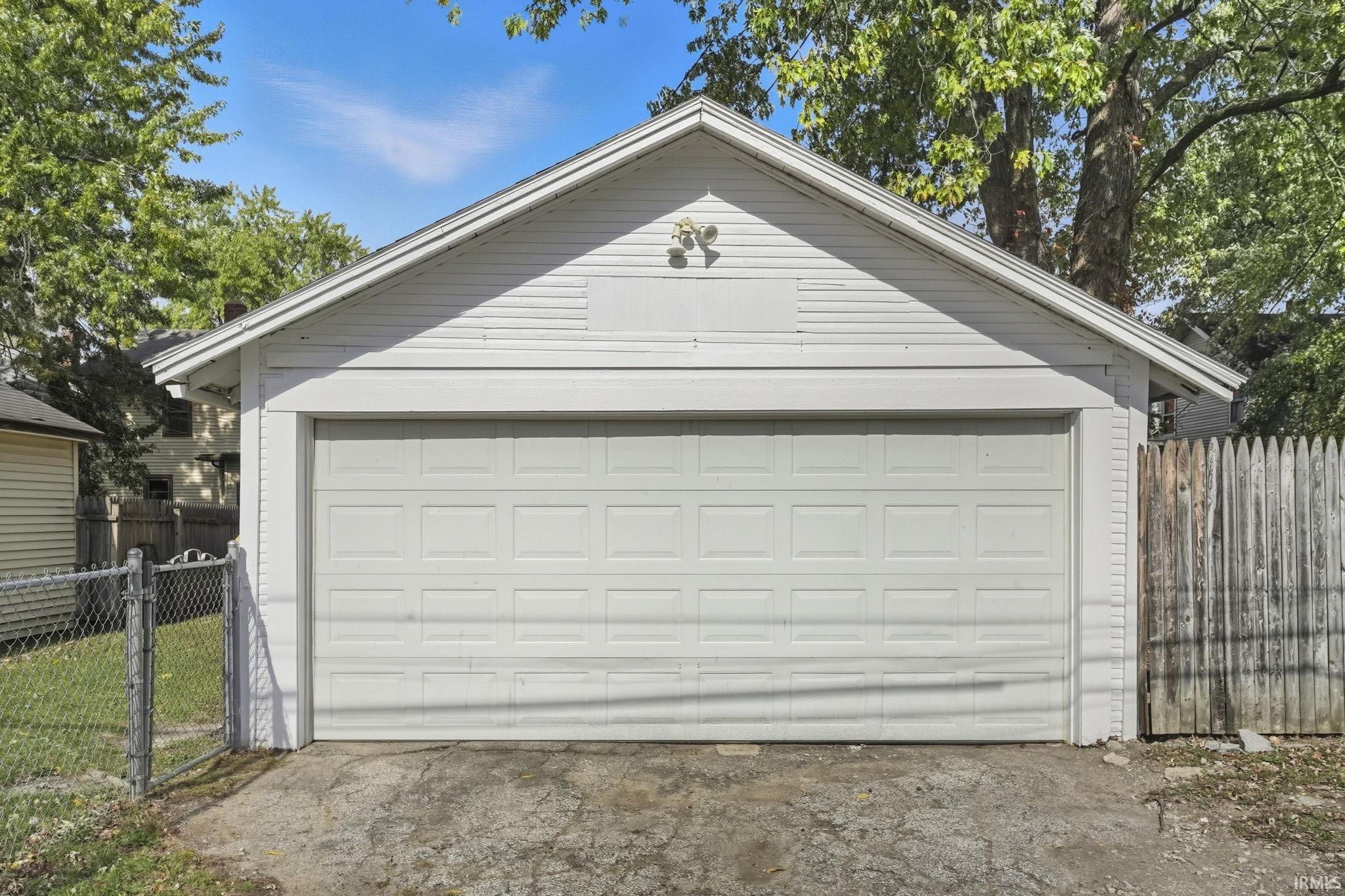 View of detached garage