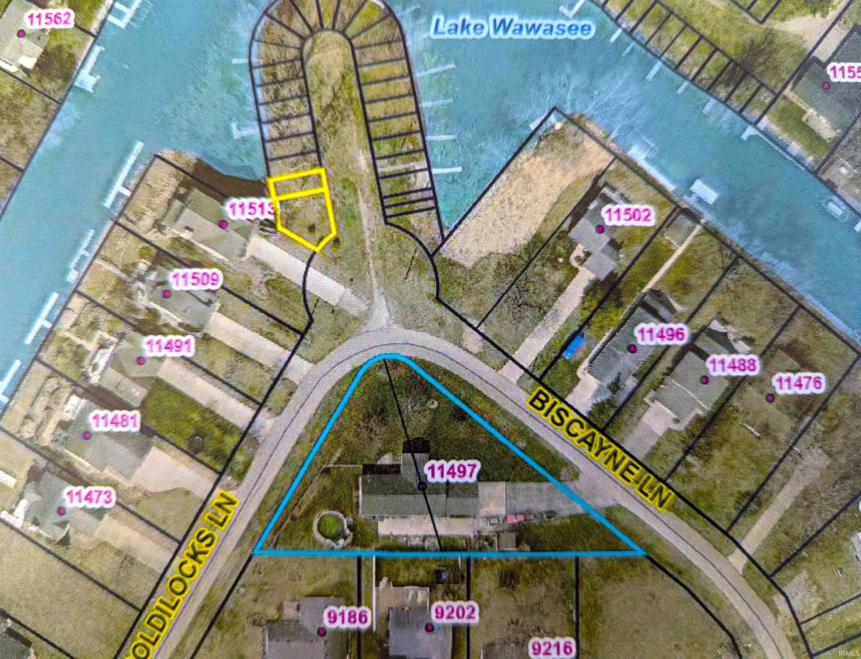 Aerial view of property's location featuring property boundaries highlighted