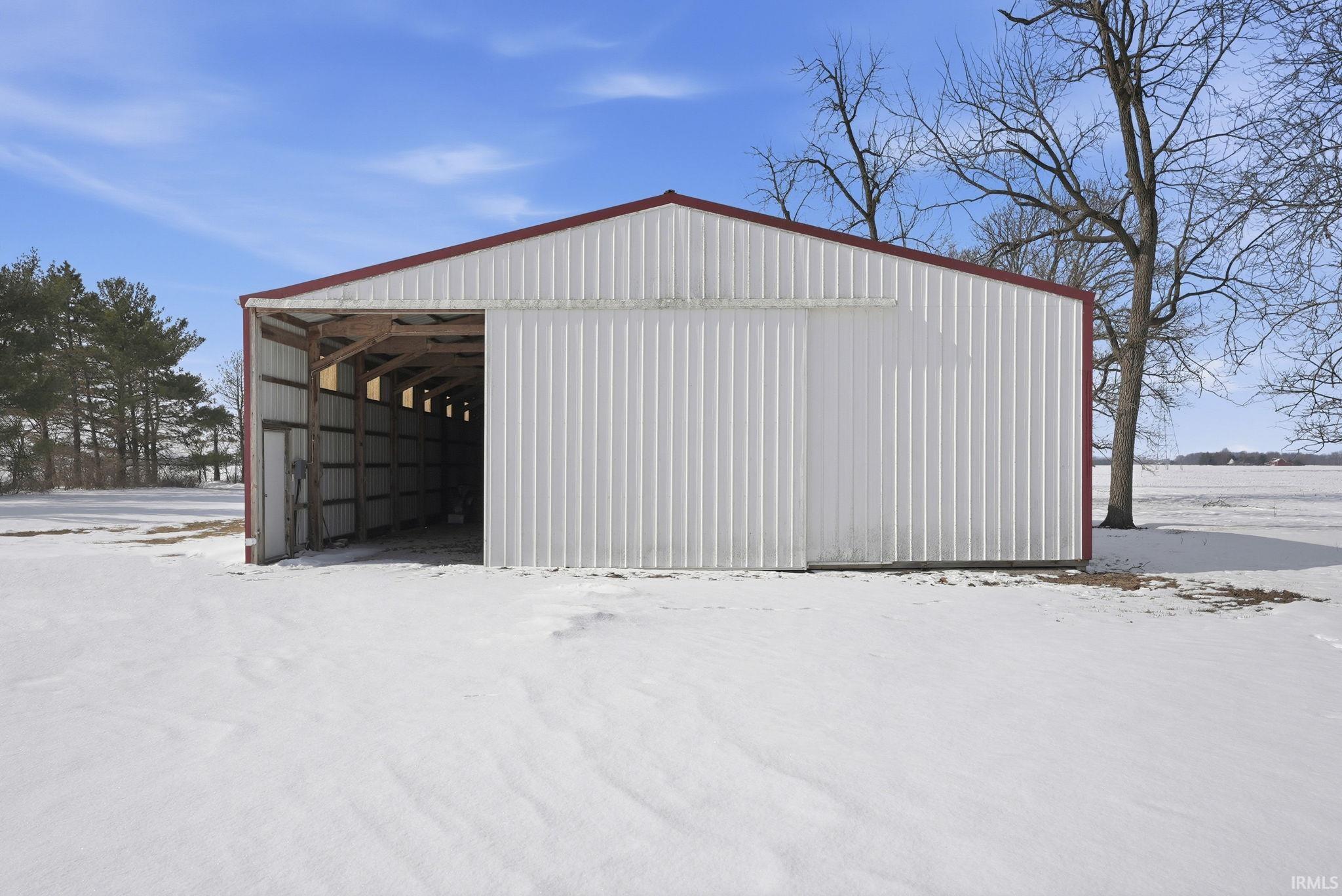 View of snow covered garage
