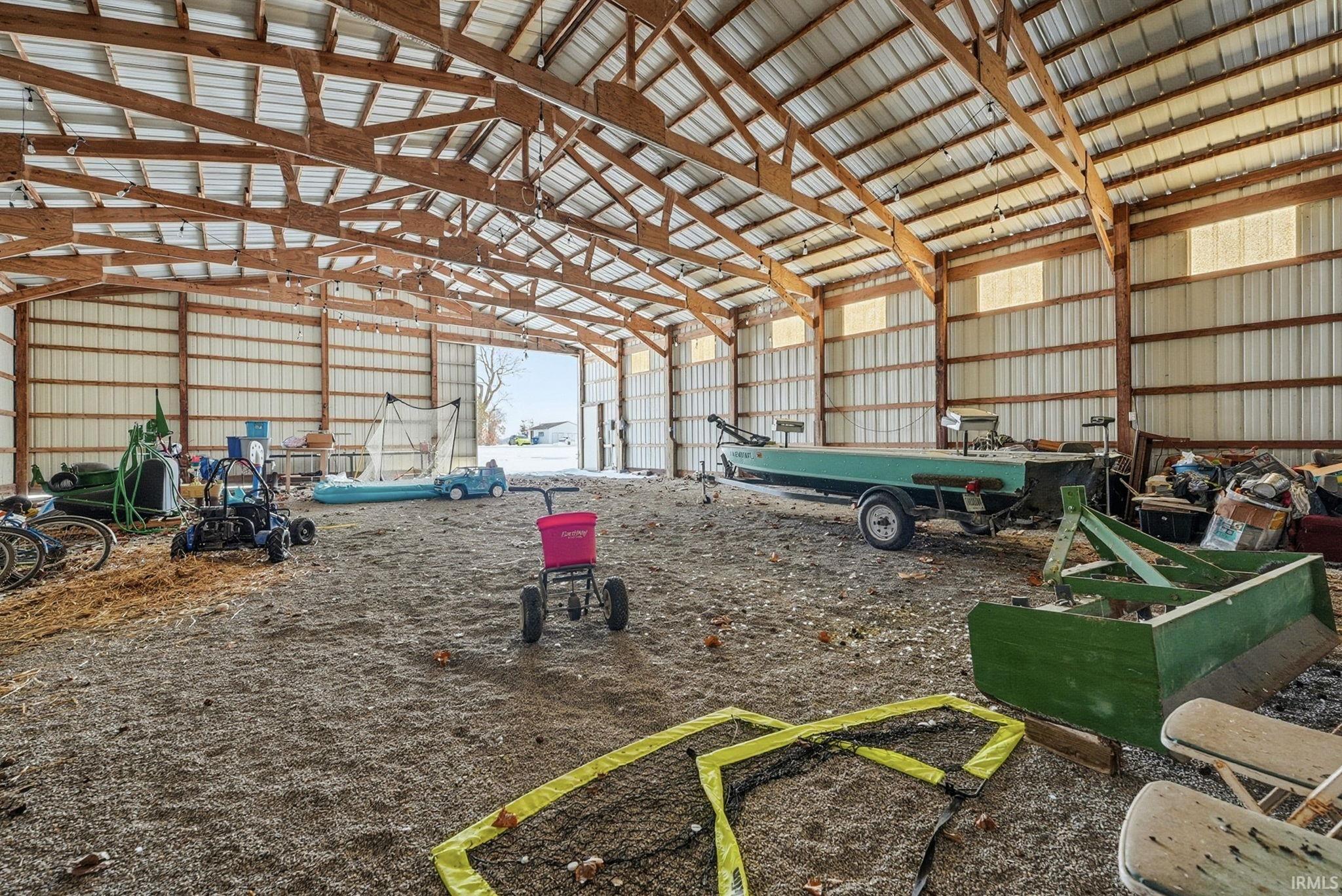 Garage with metal wall
