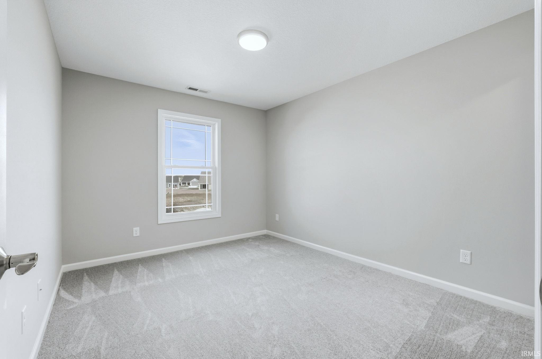 Unfurnished room featuring light carpet
