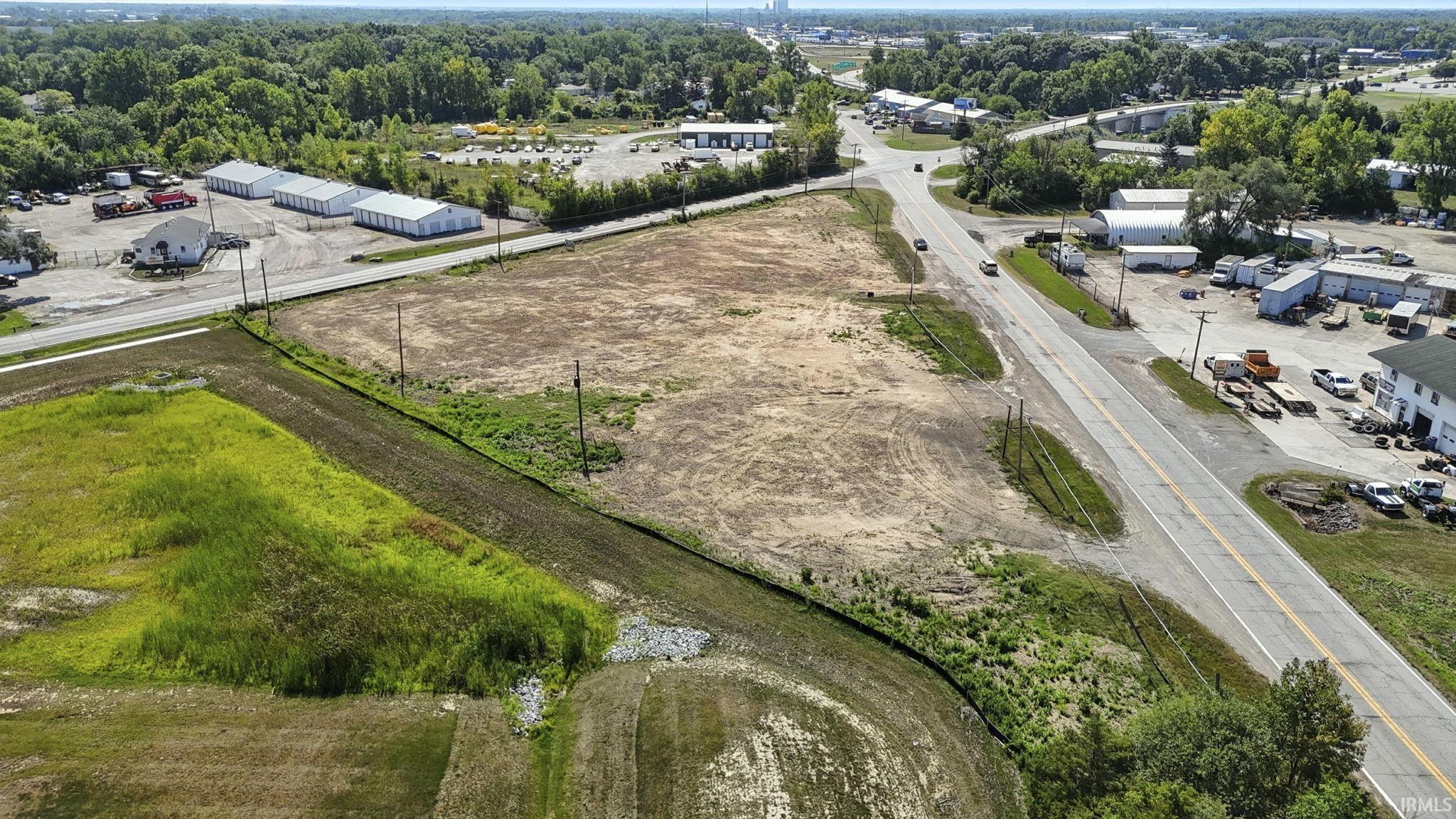 Aerial view of industrial structures