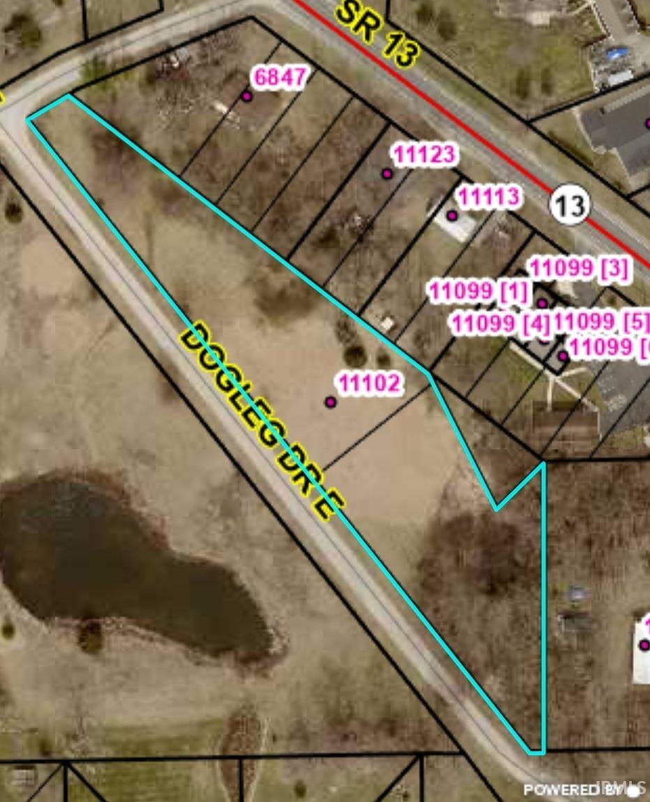 Aerial view of property's location featuring property boundaries highlighted