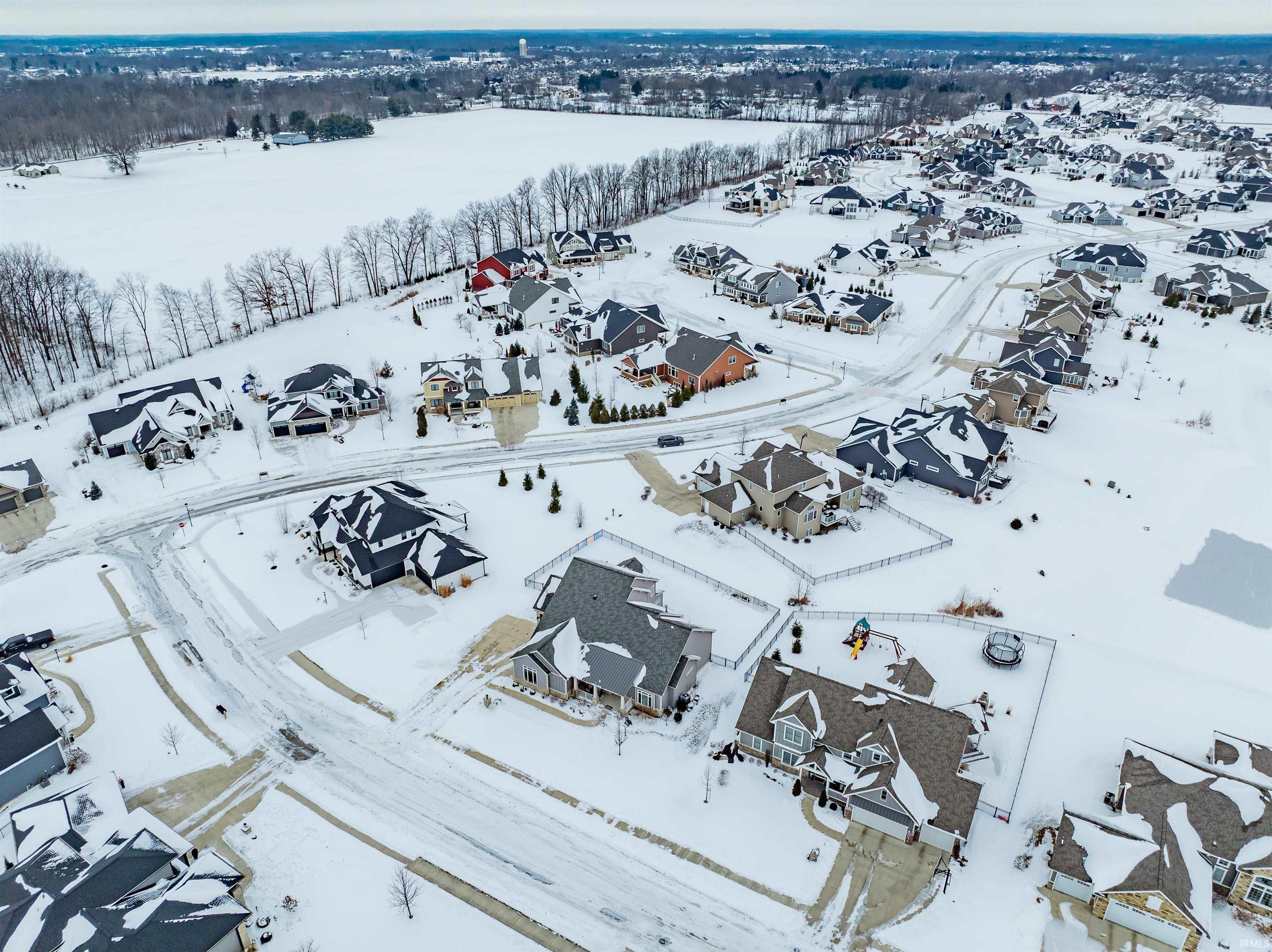 Aerial perspective of suburban area