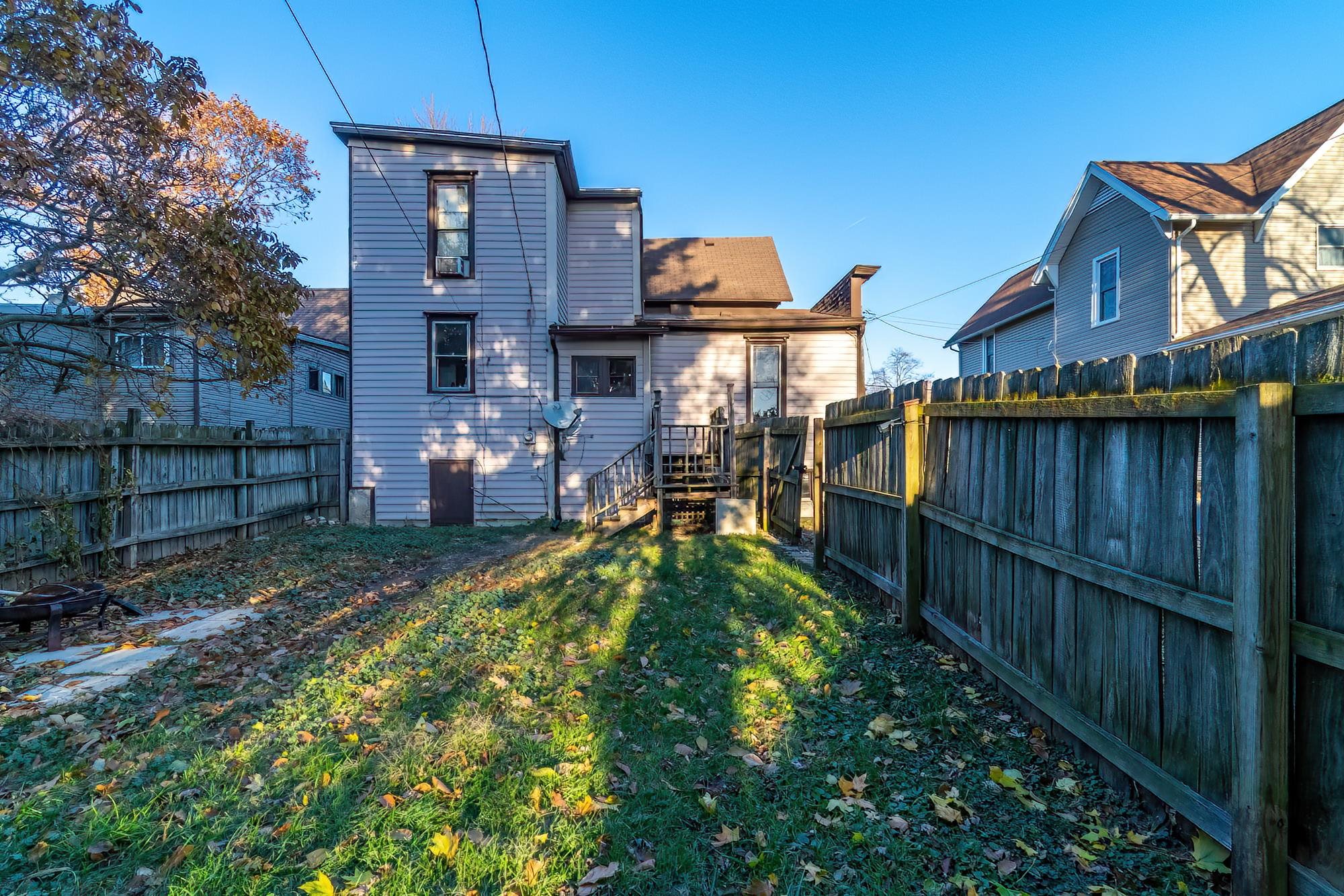 Back of house with a fenced backyard