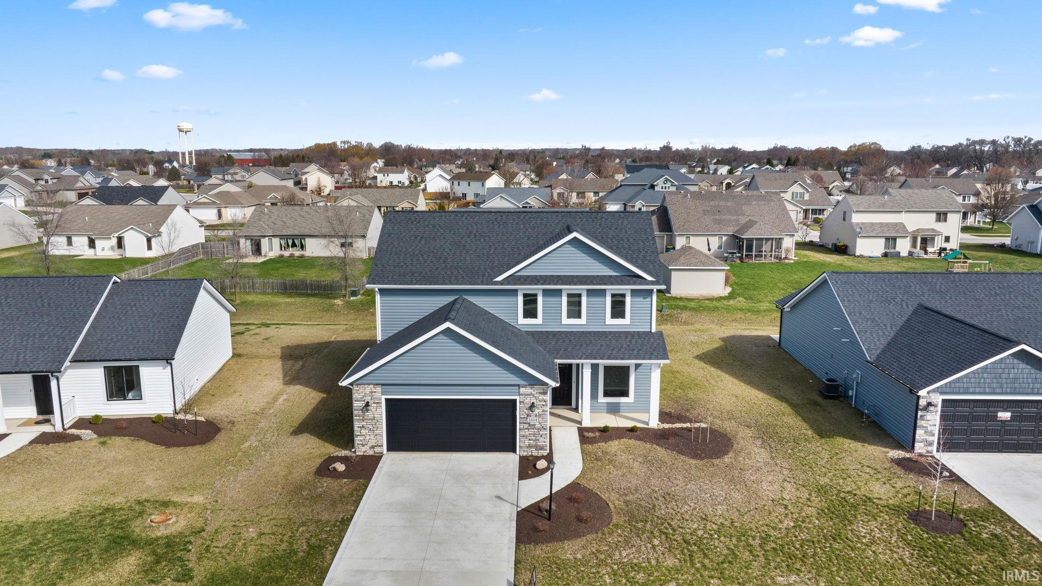 Aerial perspective of suburban area