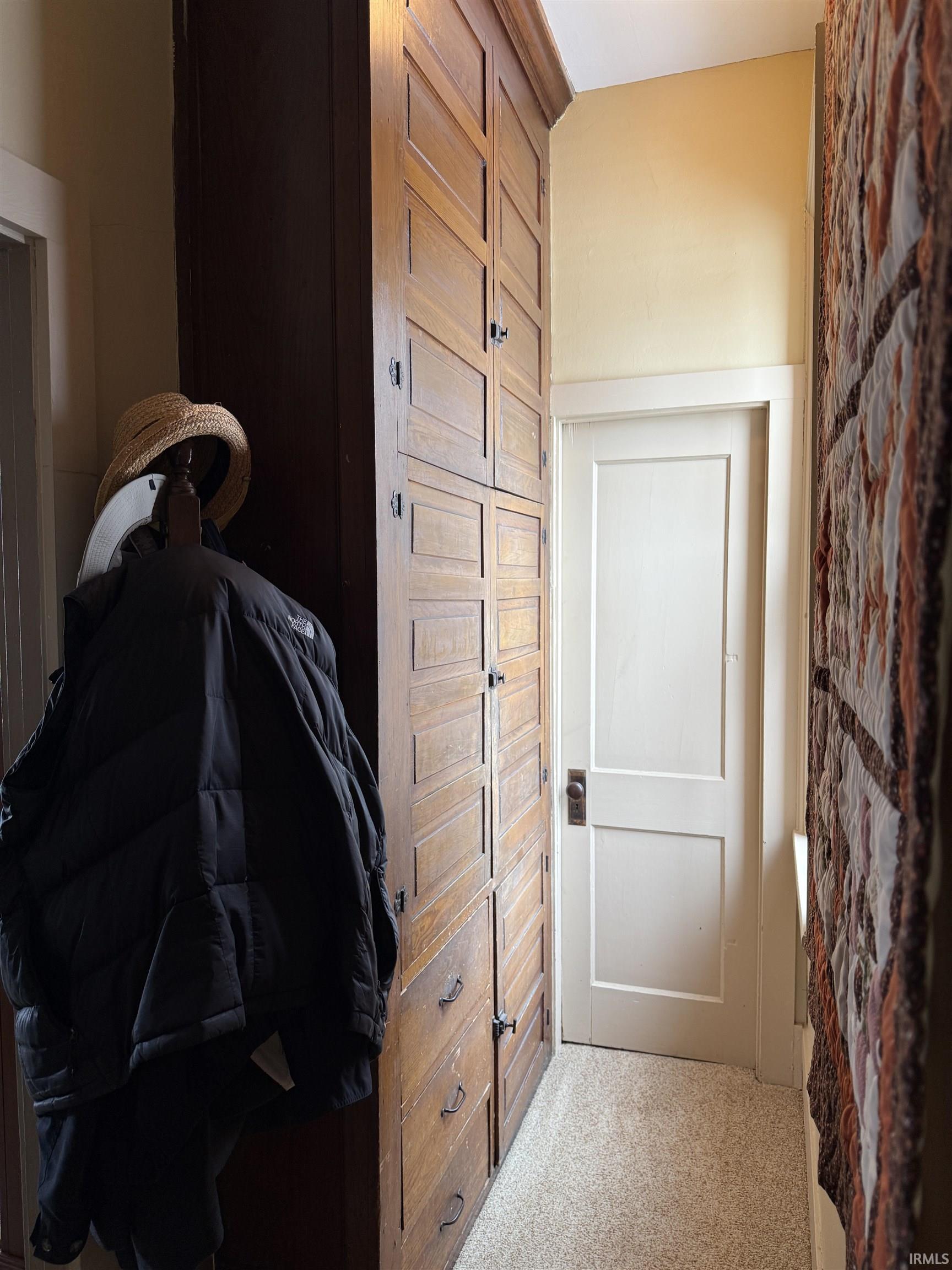 Doorway featuring carpet floors