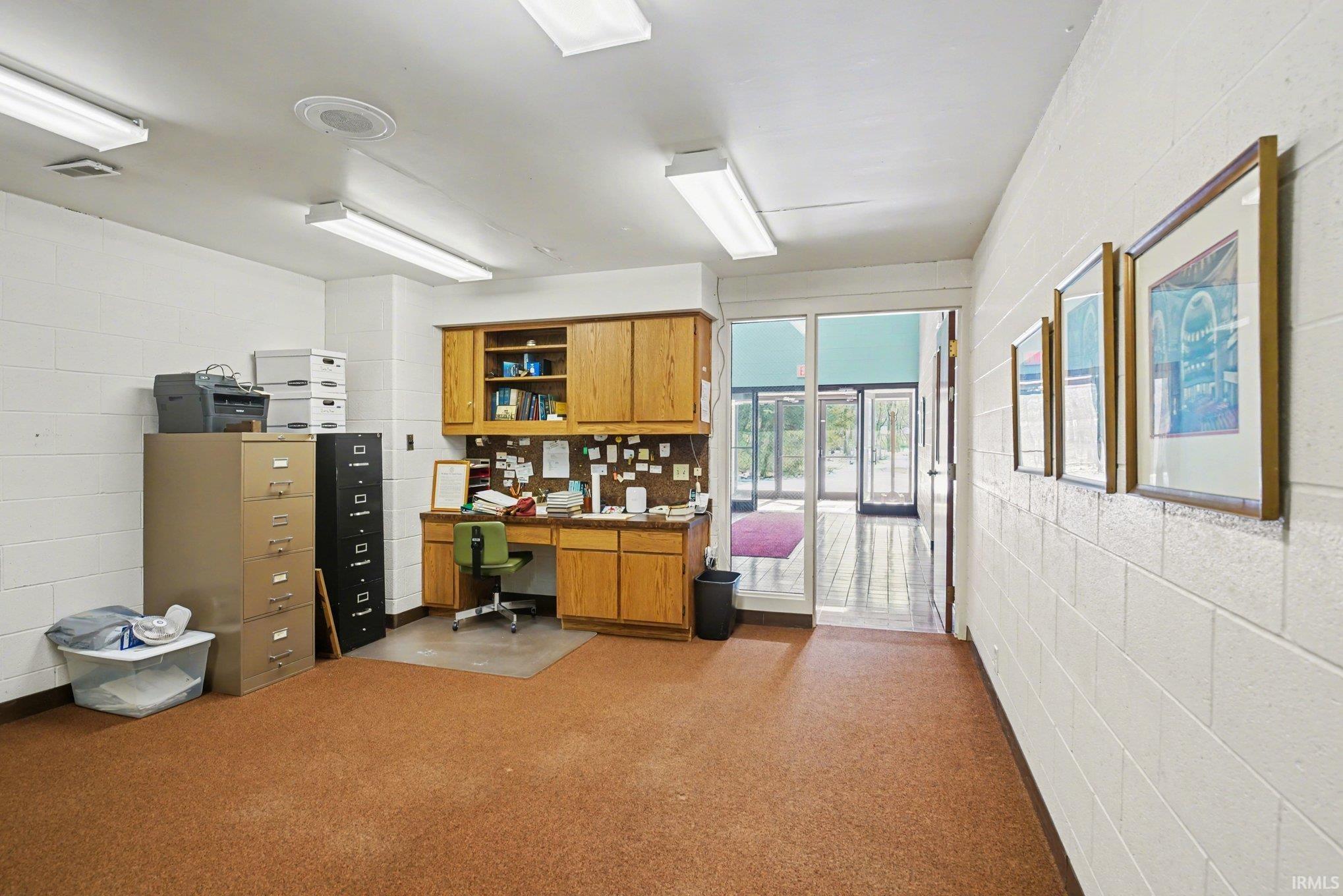 Home office with built in desk