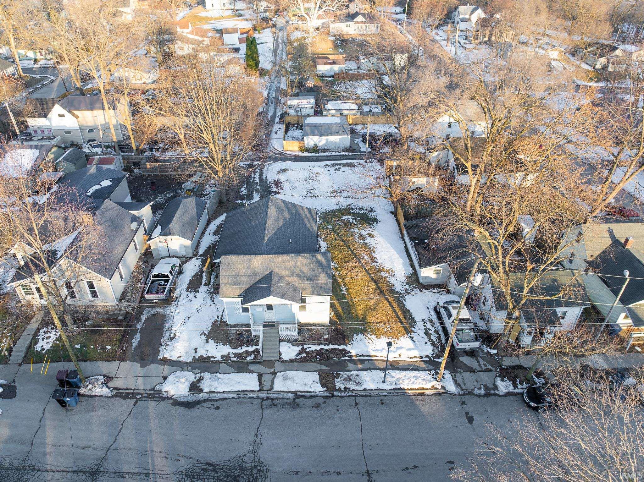 Aerial perspective of suburban area