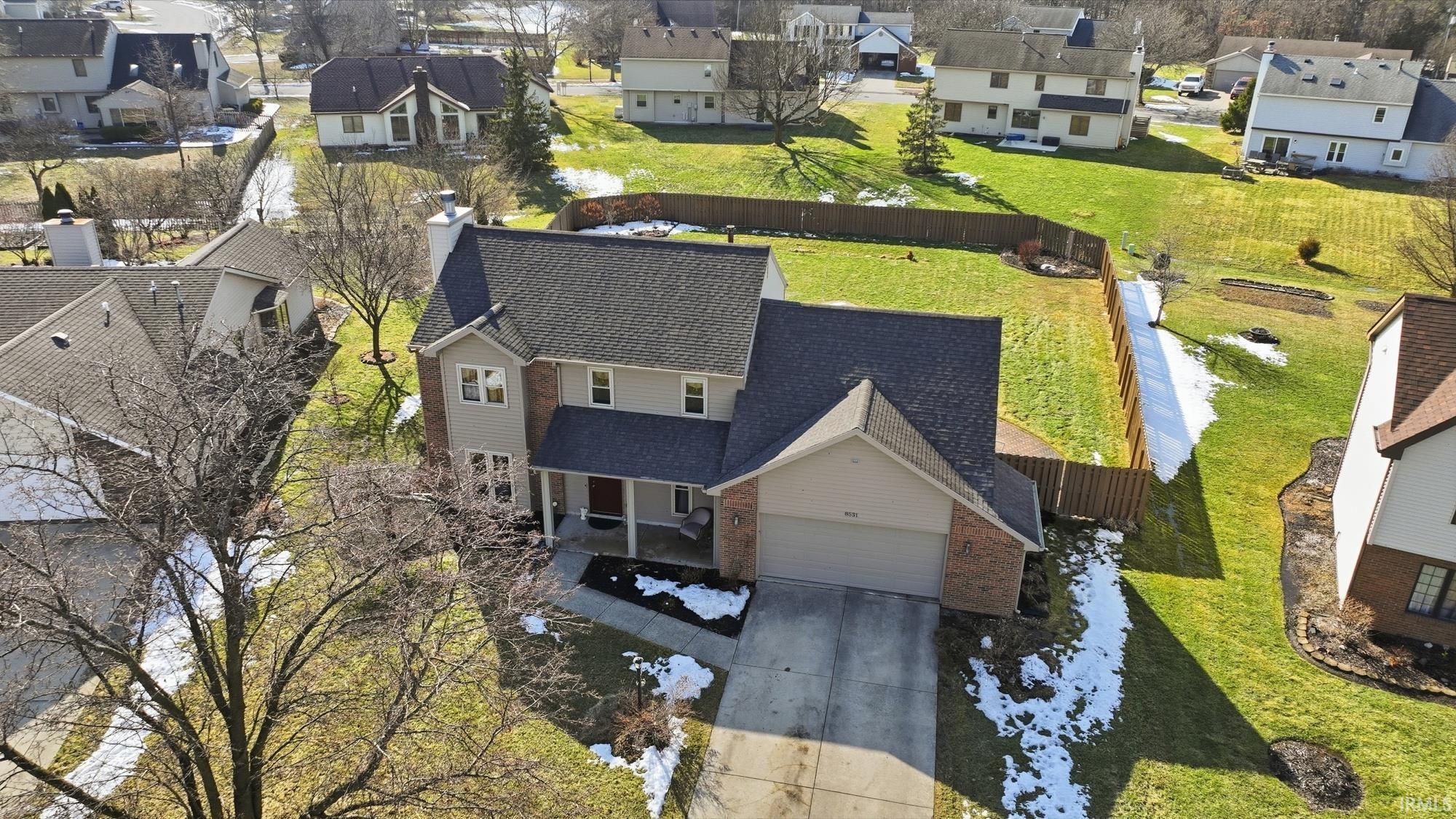 Aerial view of residential area