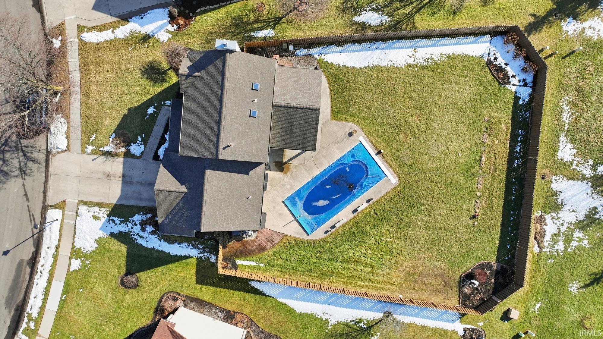 Drone / aerial view of a pool area