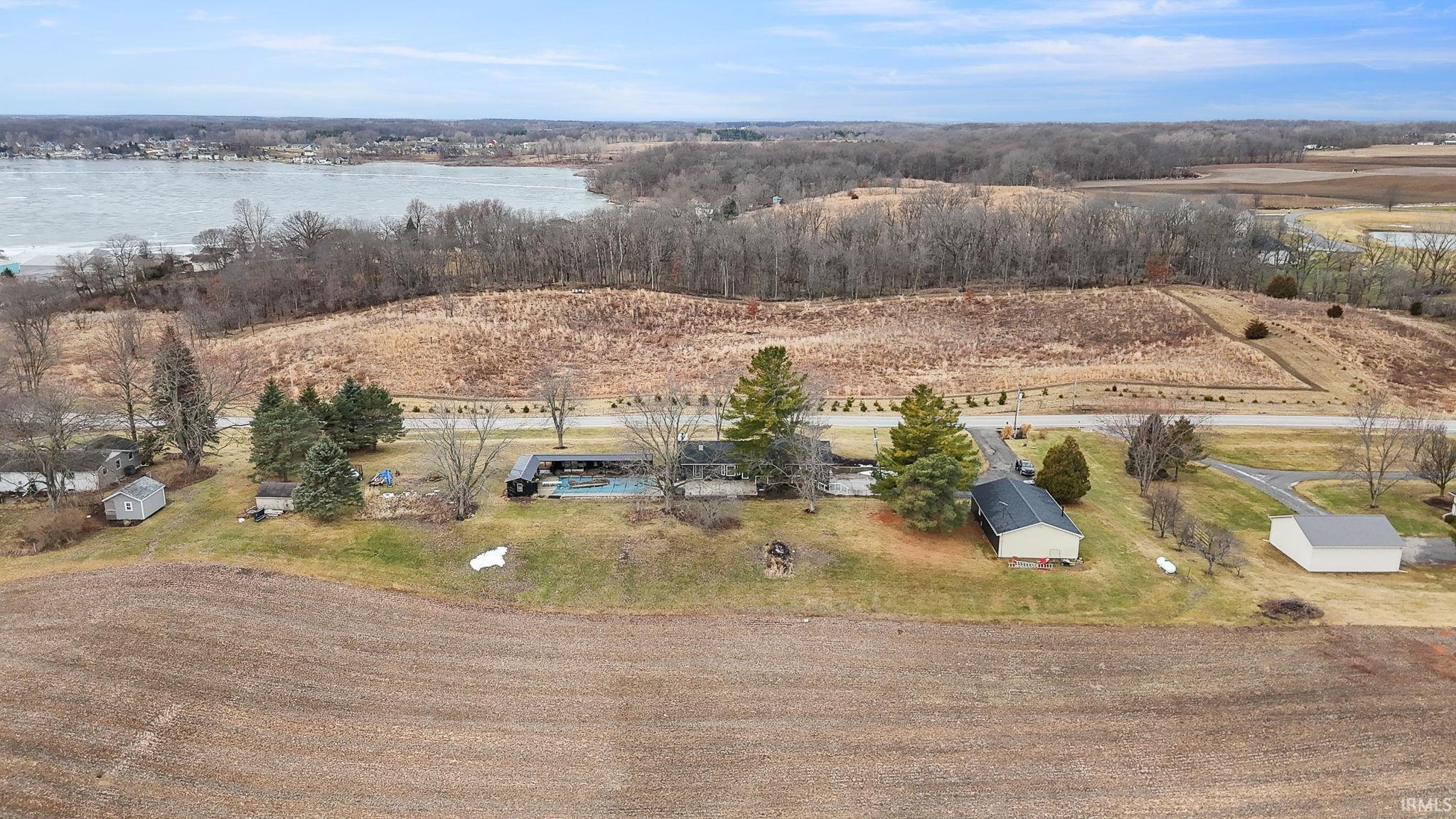 Aerial view of a large body of water