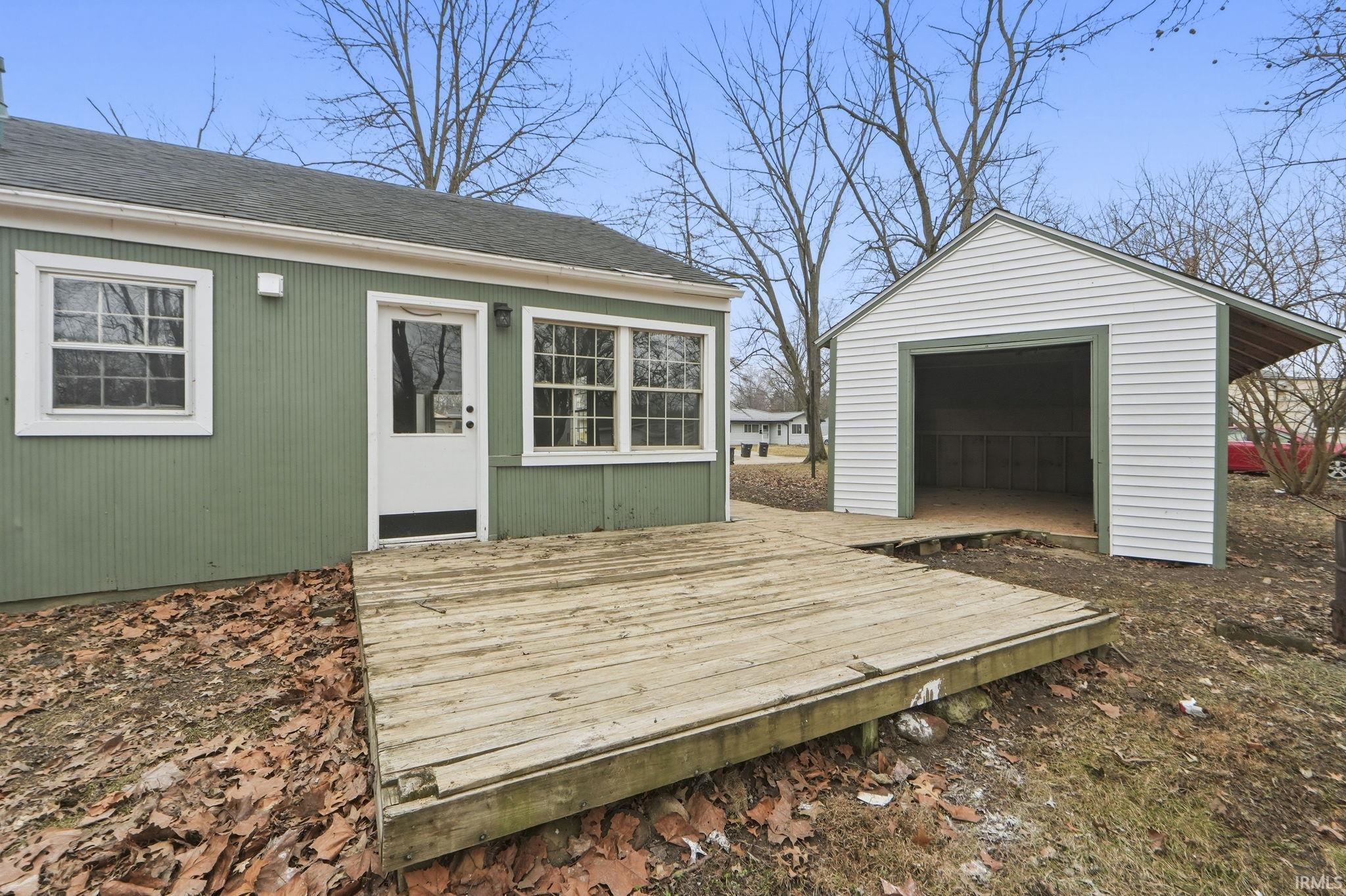 Wooden terrace with an outdoor structure