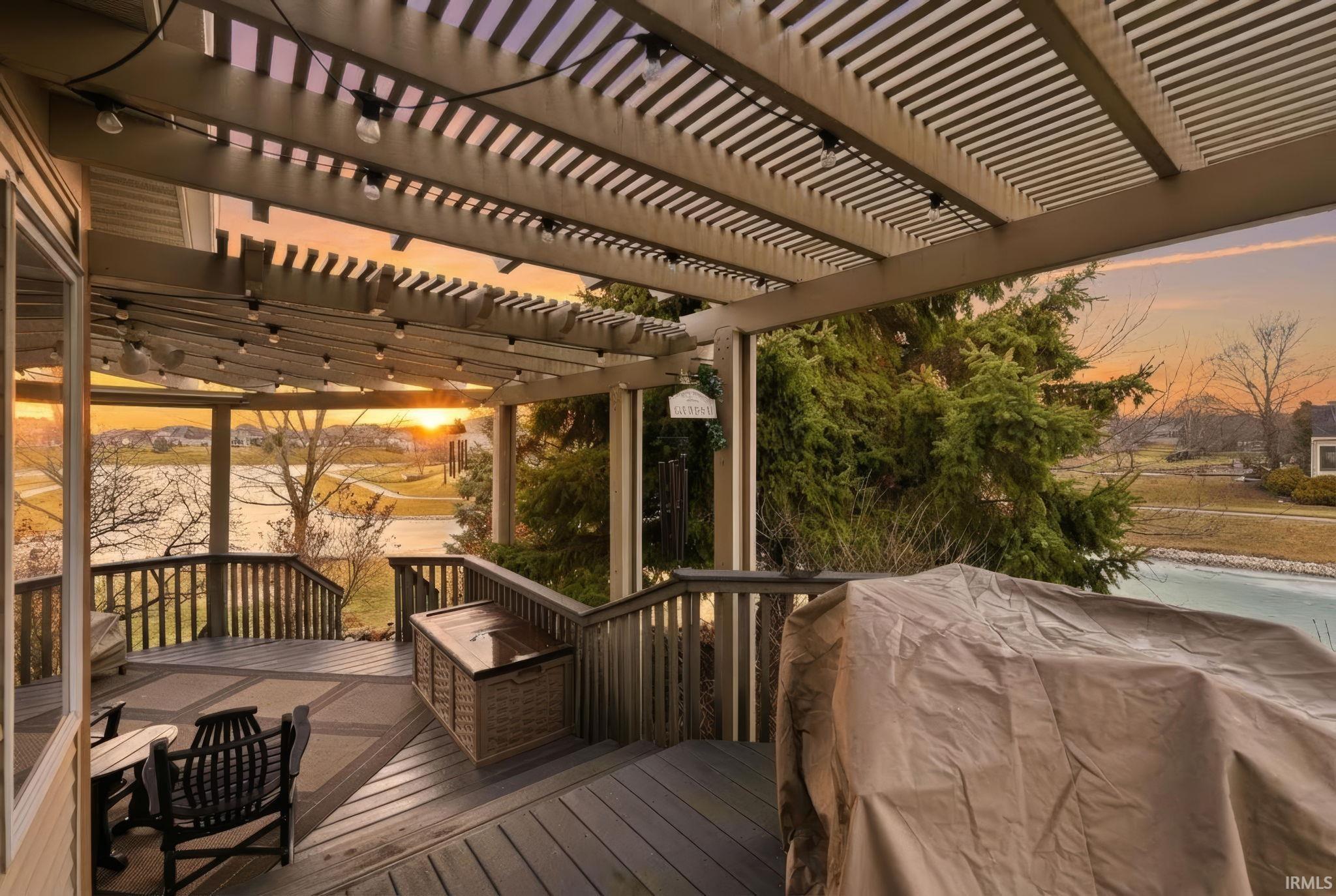 View of deck at dusk