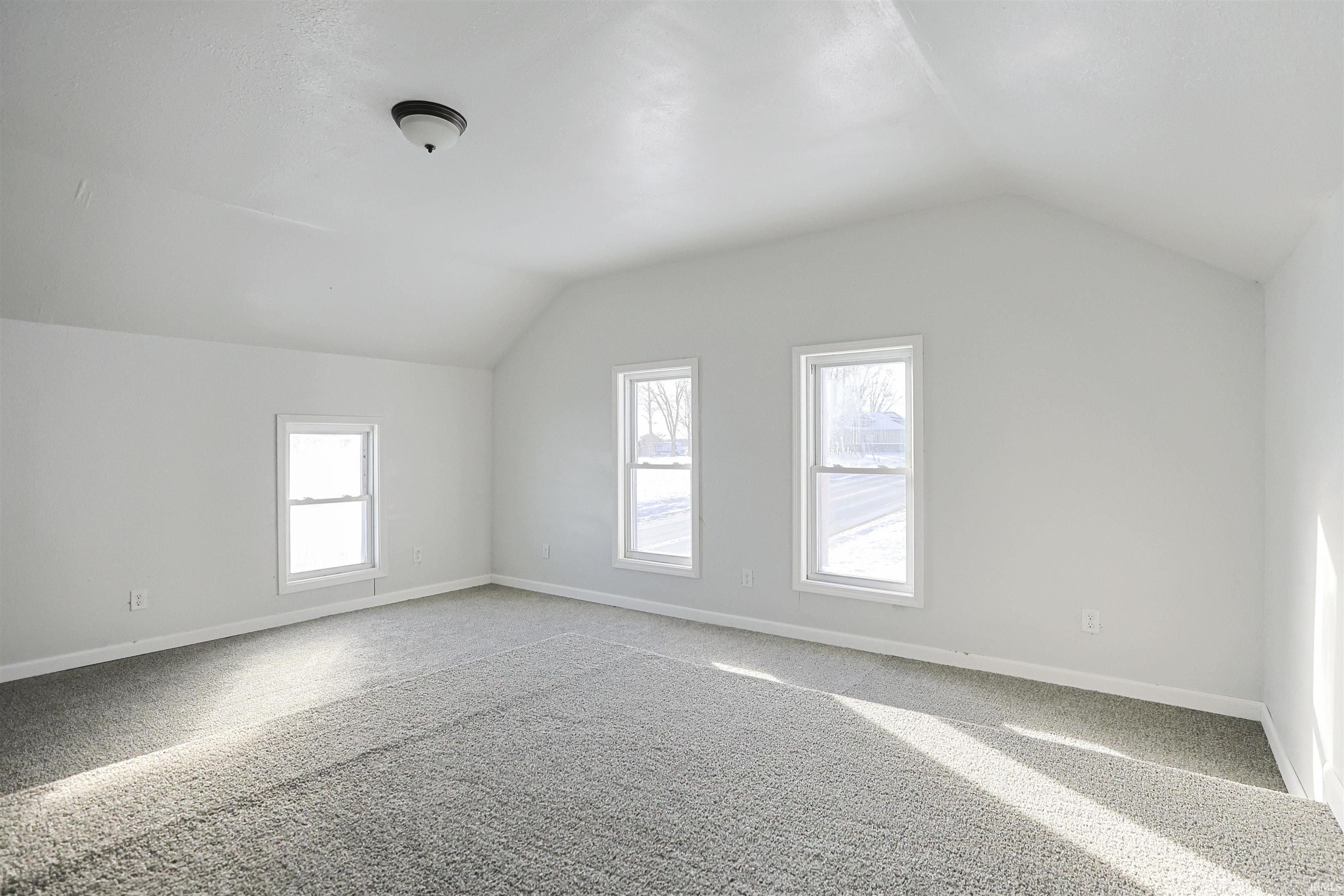 Additional living space with lofted ceiling, carpet floors, and healthy amount of natural light