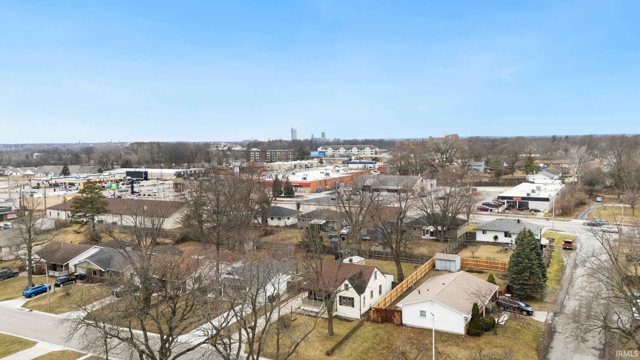 Aerial perspective of suburban area
