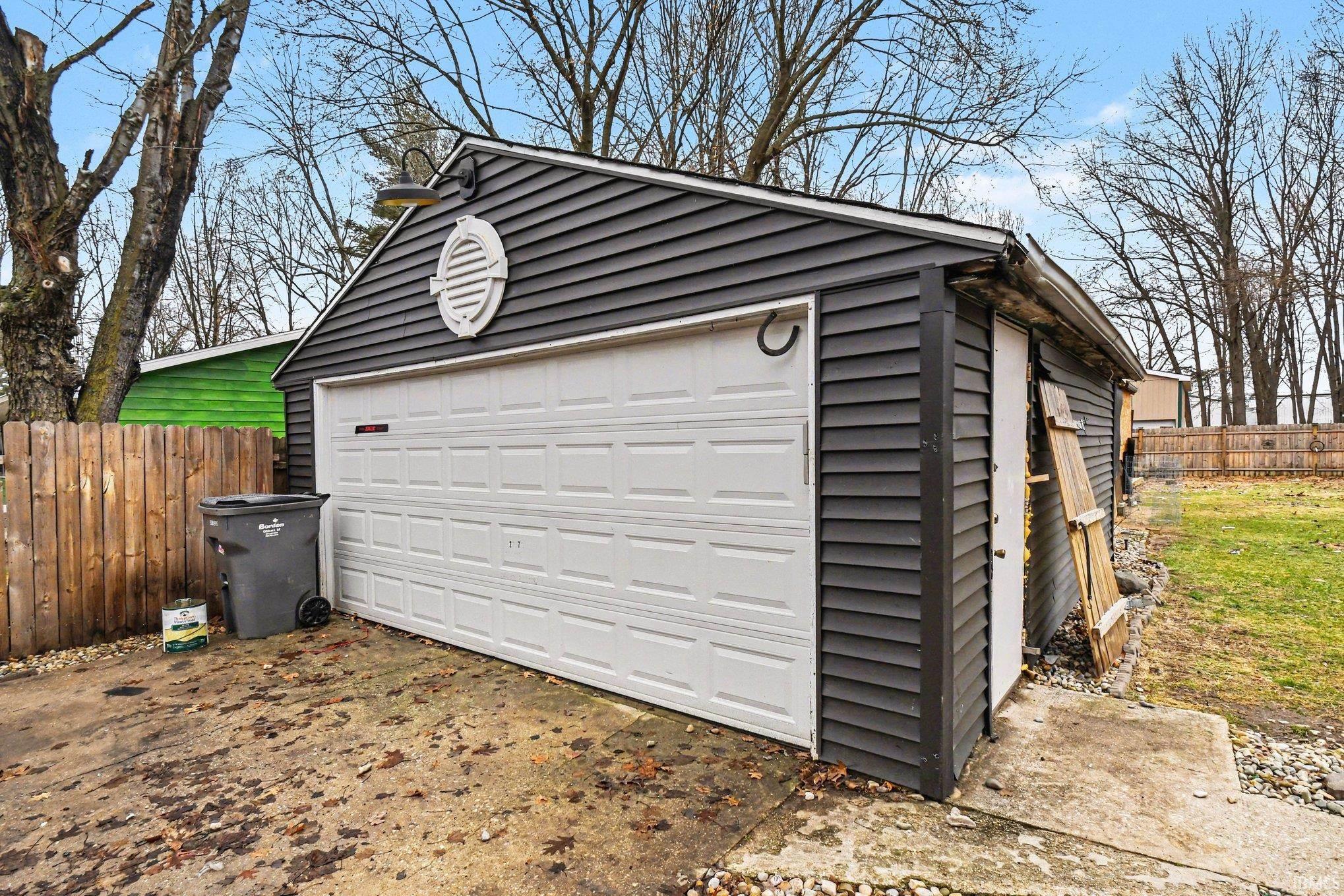 View of detached garage