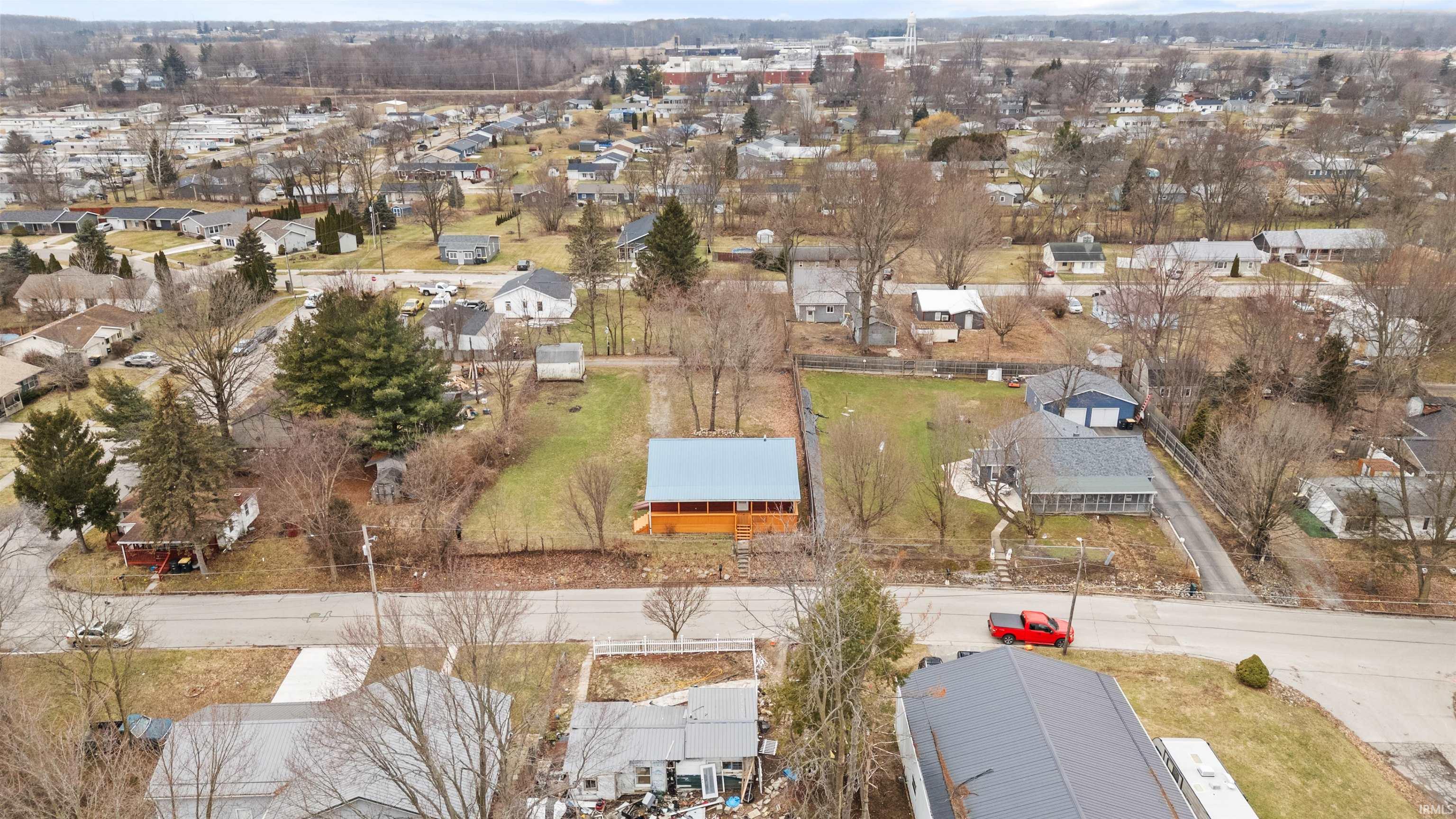 Aerial perspective of suburban area