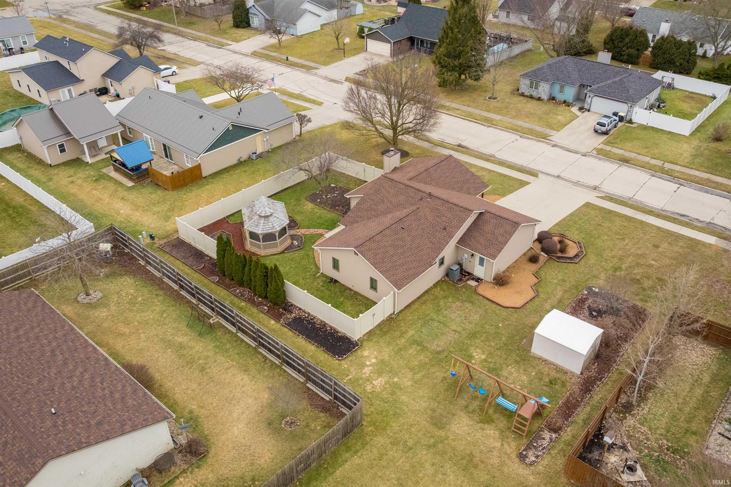 Aerial perspective of suburban area
