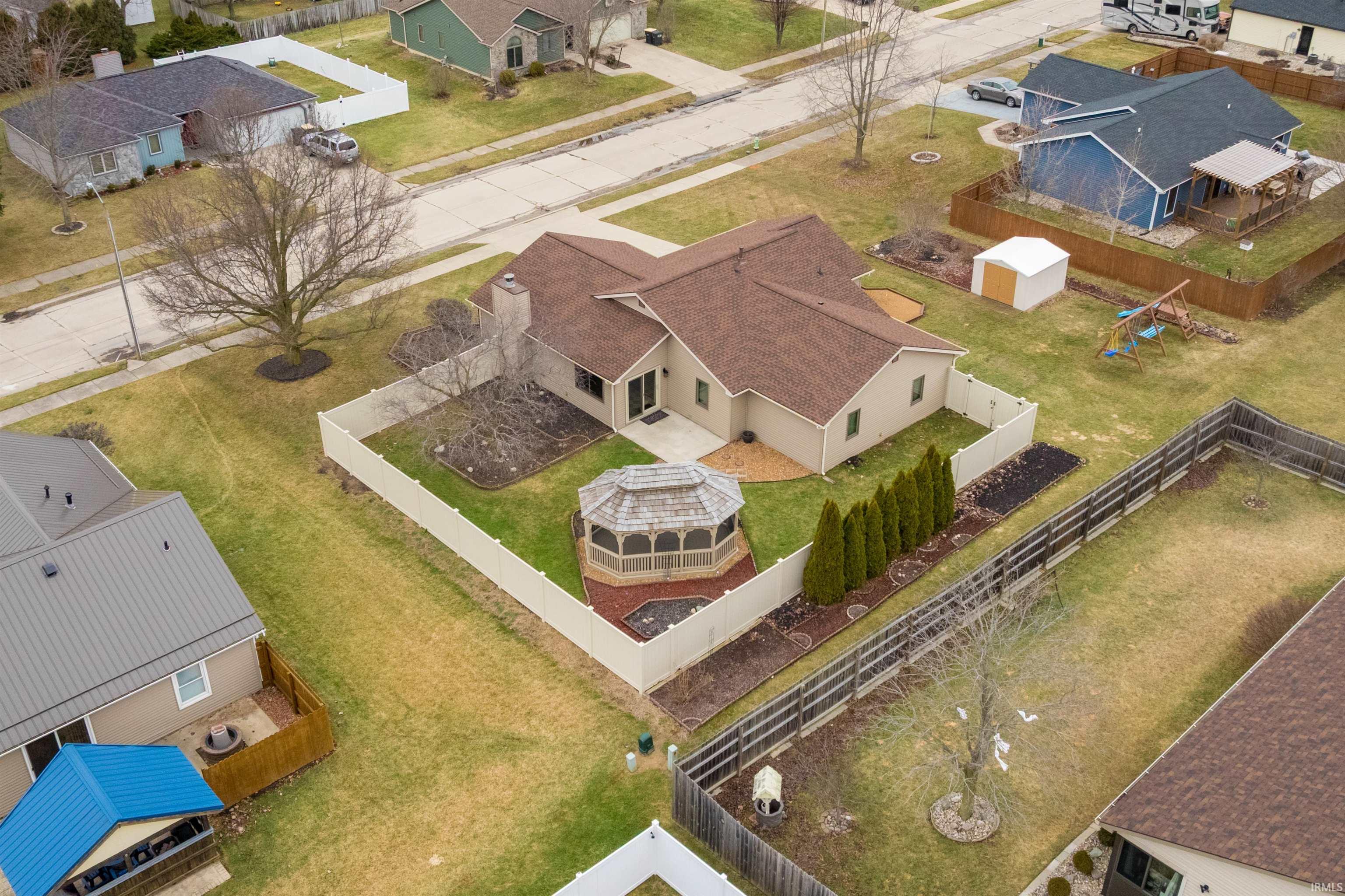 Aerial perspective of suburban area