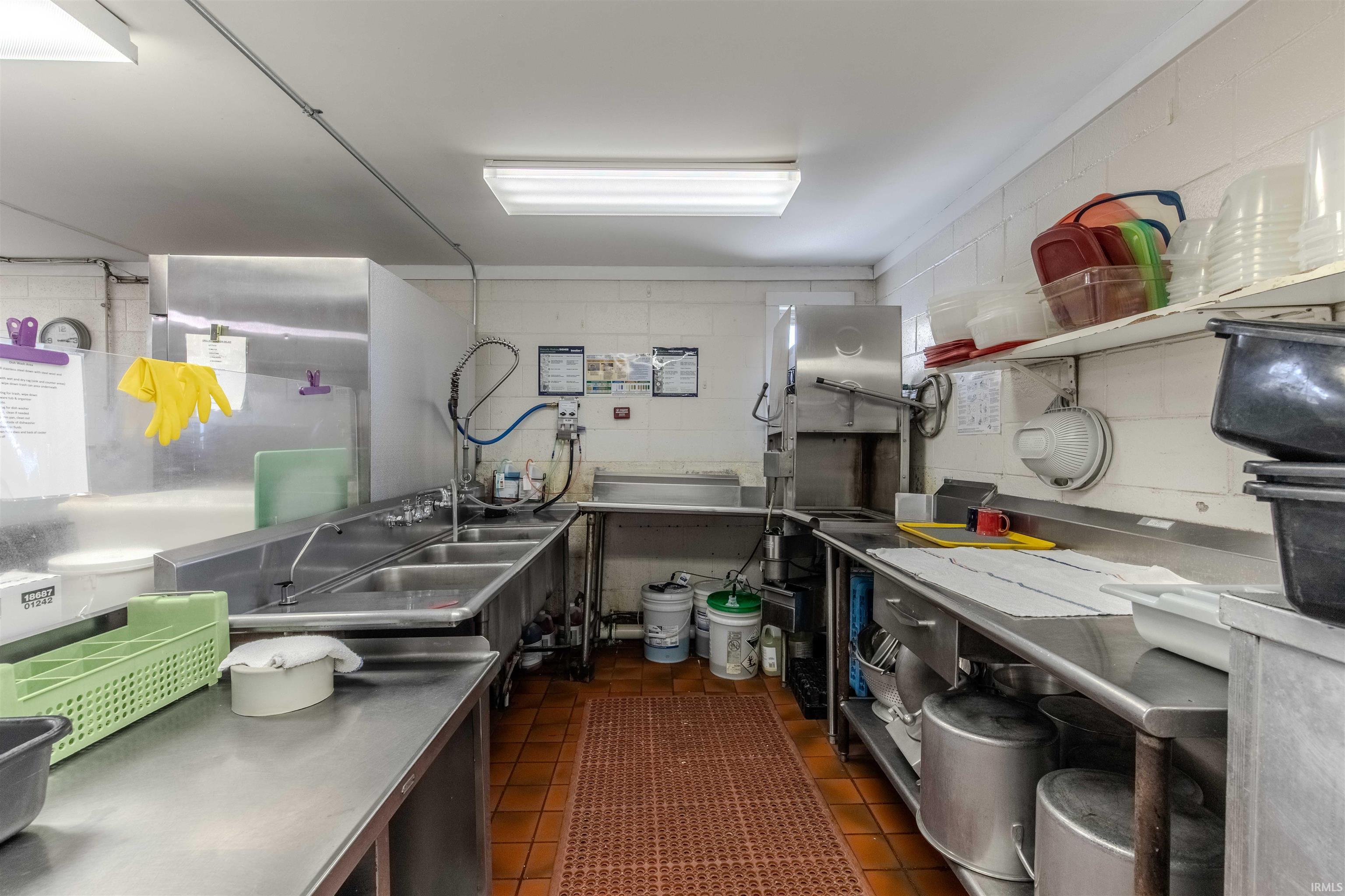 Kitchen with stainless steel countertops
