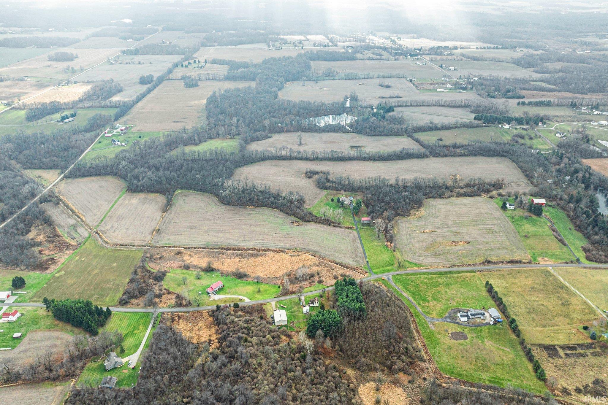 Overview of rural landscape with extensive farmland