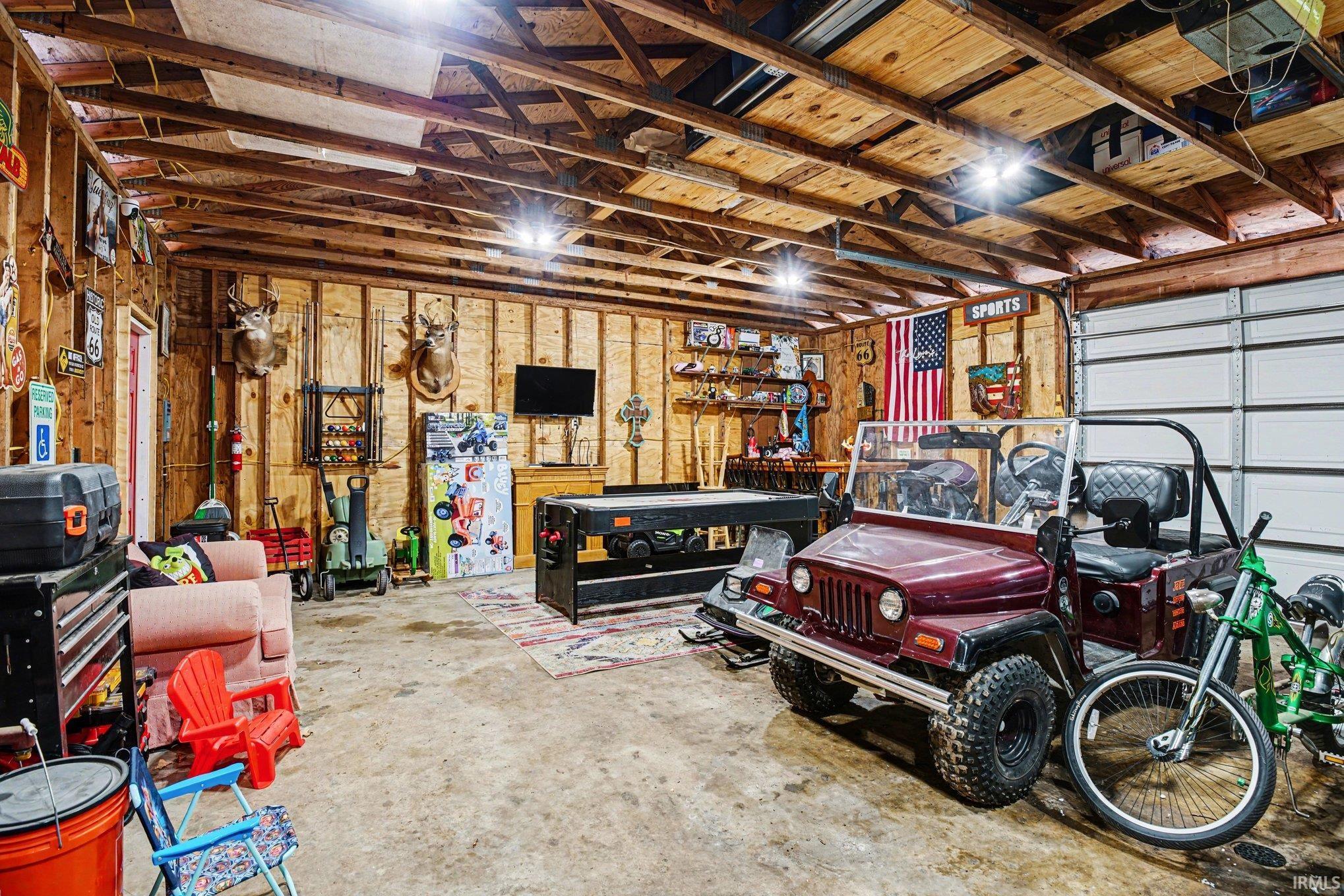 Garage with a workshop area