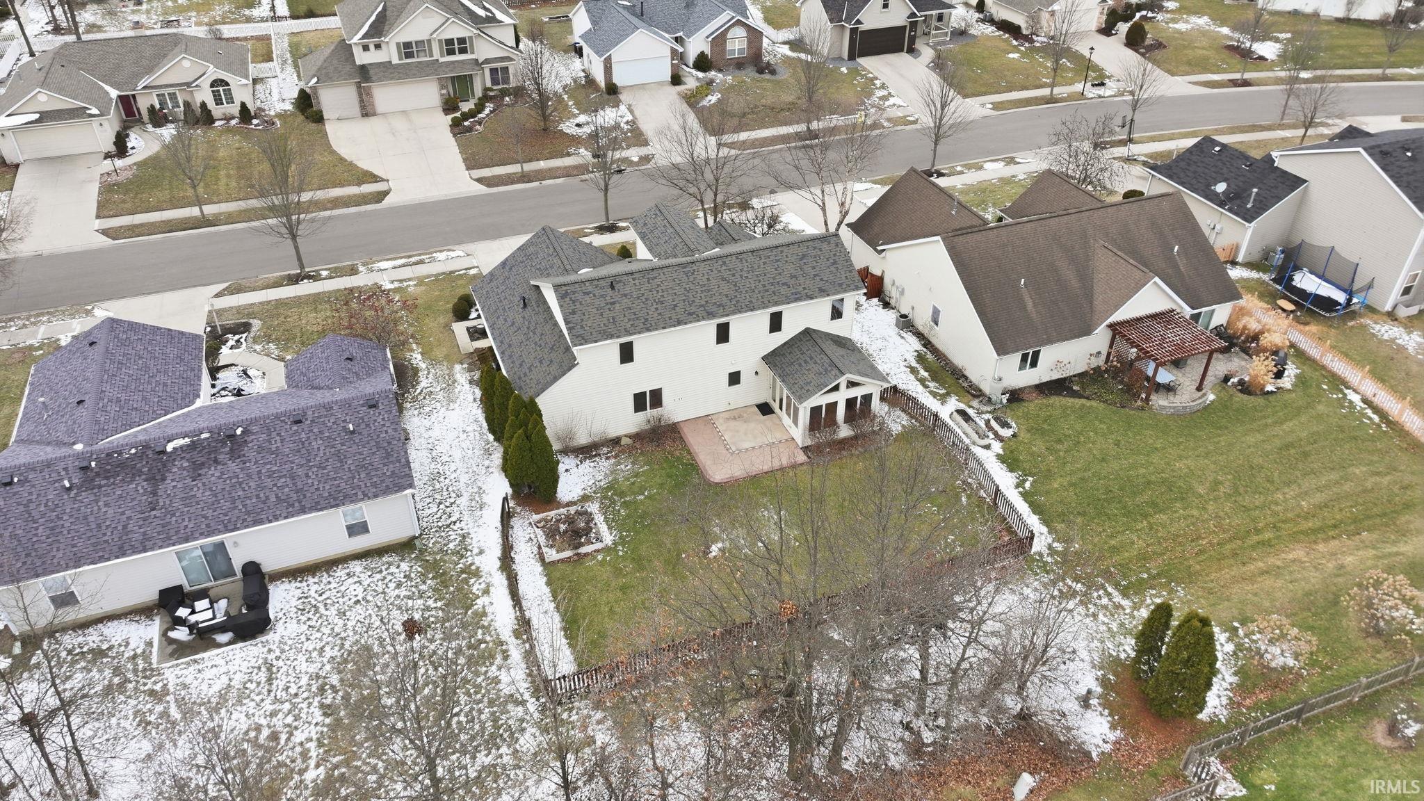 Aerial perspective of suburban area