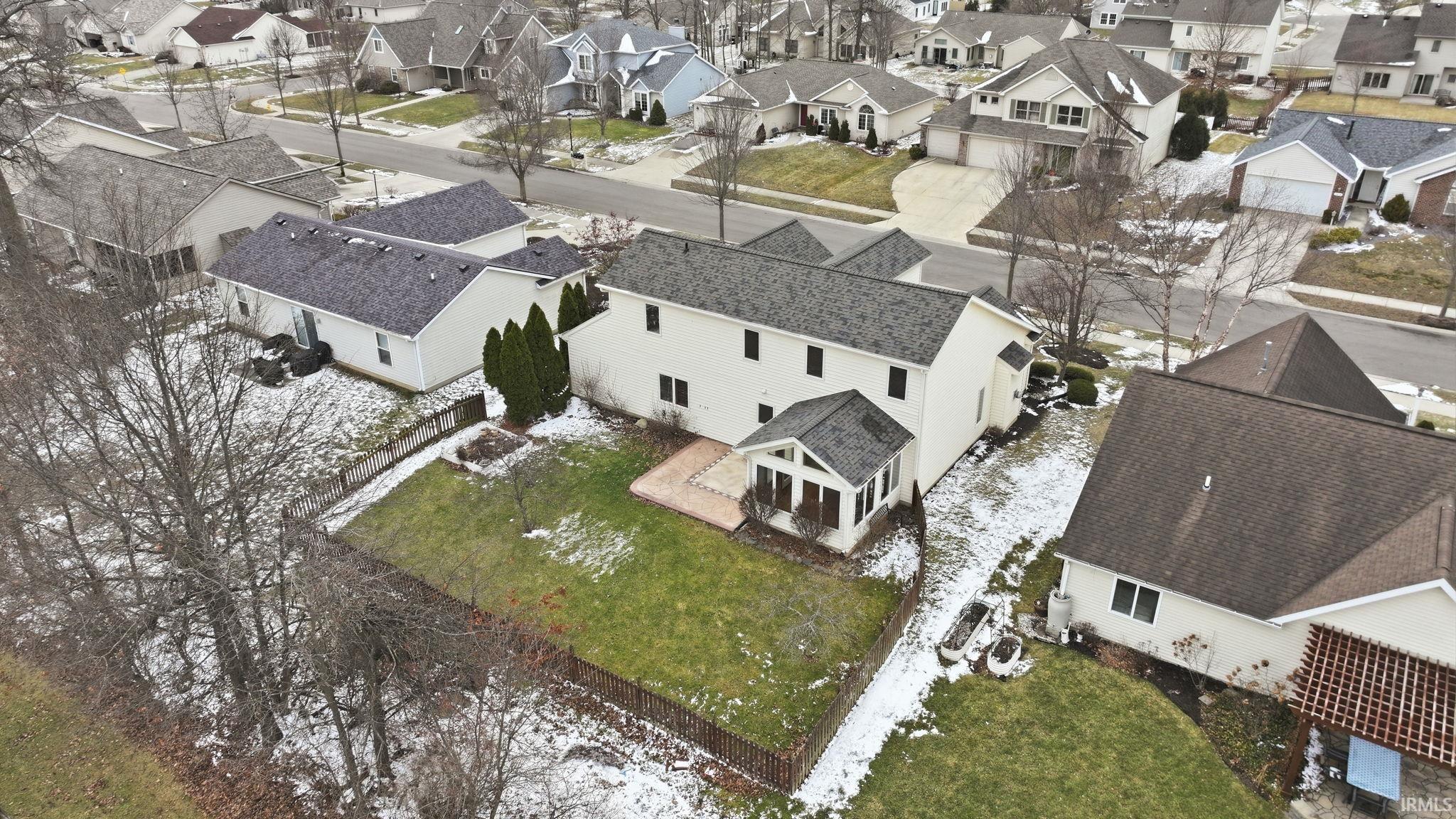 Aerial perspective of suburban area