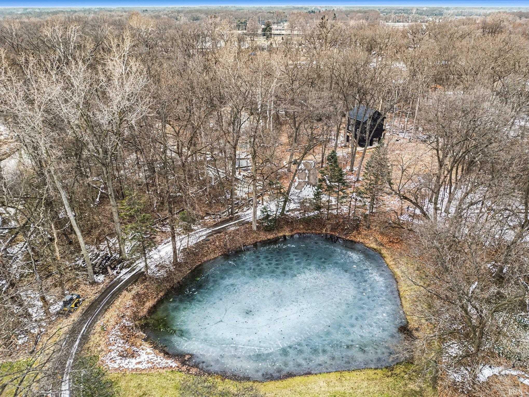 Bird's eye view of a nearby body of water
