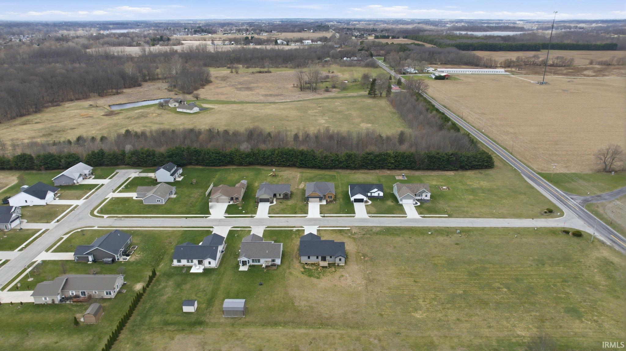 Aerial view of property's location with rural landscape