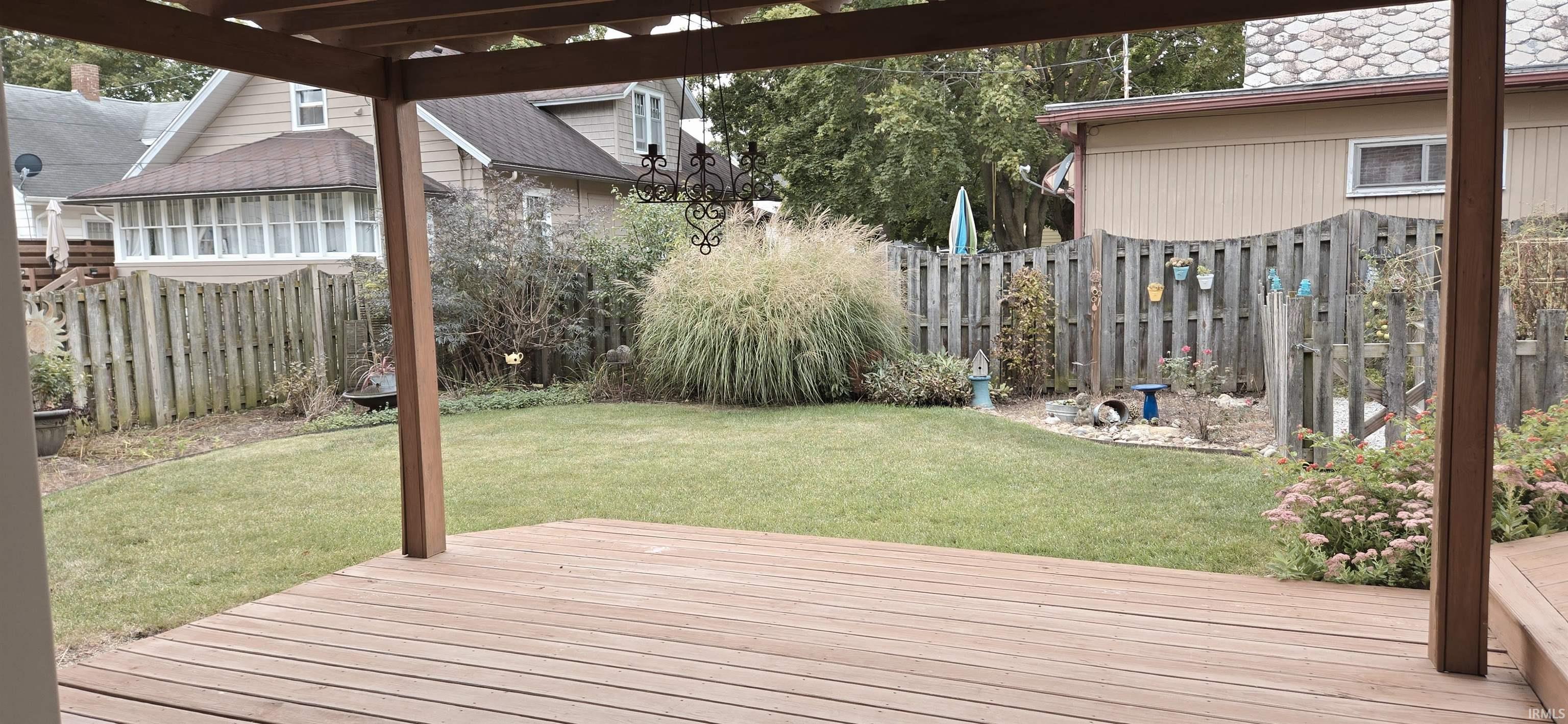 Wooden deck featuring a fenced backyard